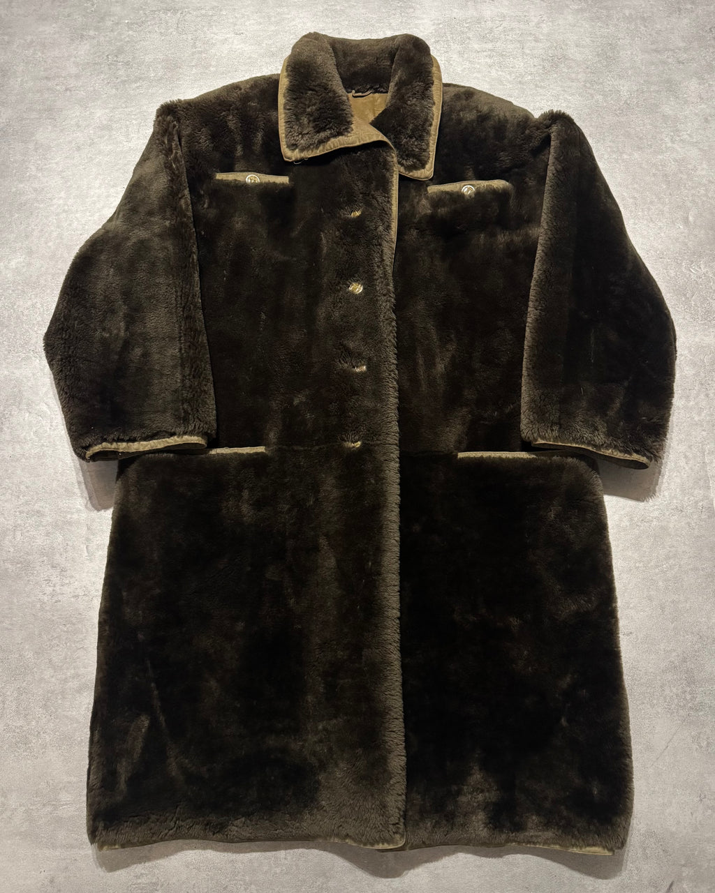 1980s Gianni Versace Brown Faux-Fur Long Coat