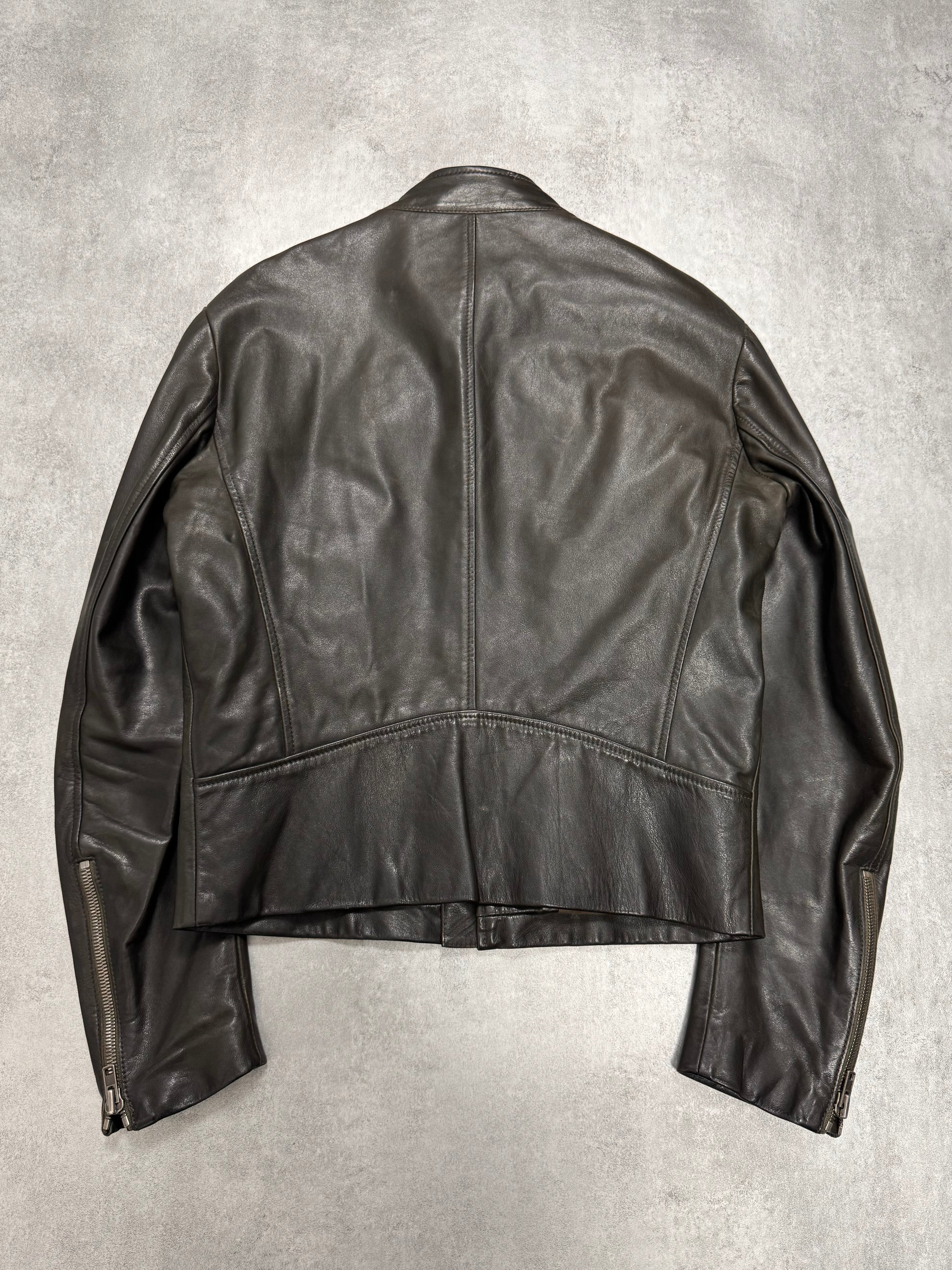 AW2011 Maison Margiela Dark Brown 5-Zip Biker Leather Jacket (S)