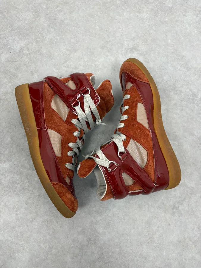 Maison Margiela Red Orange Suede High Leather Sneakers ODsOpZg 5
