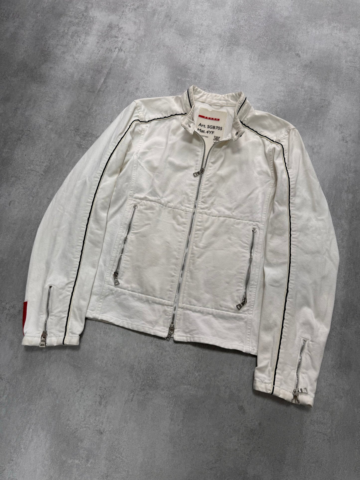 2000s Prada Luna Rossa White Biker Jacket (M/L)