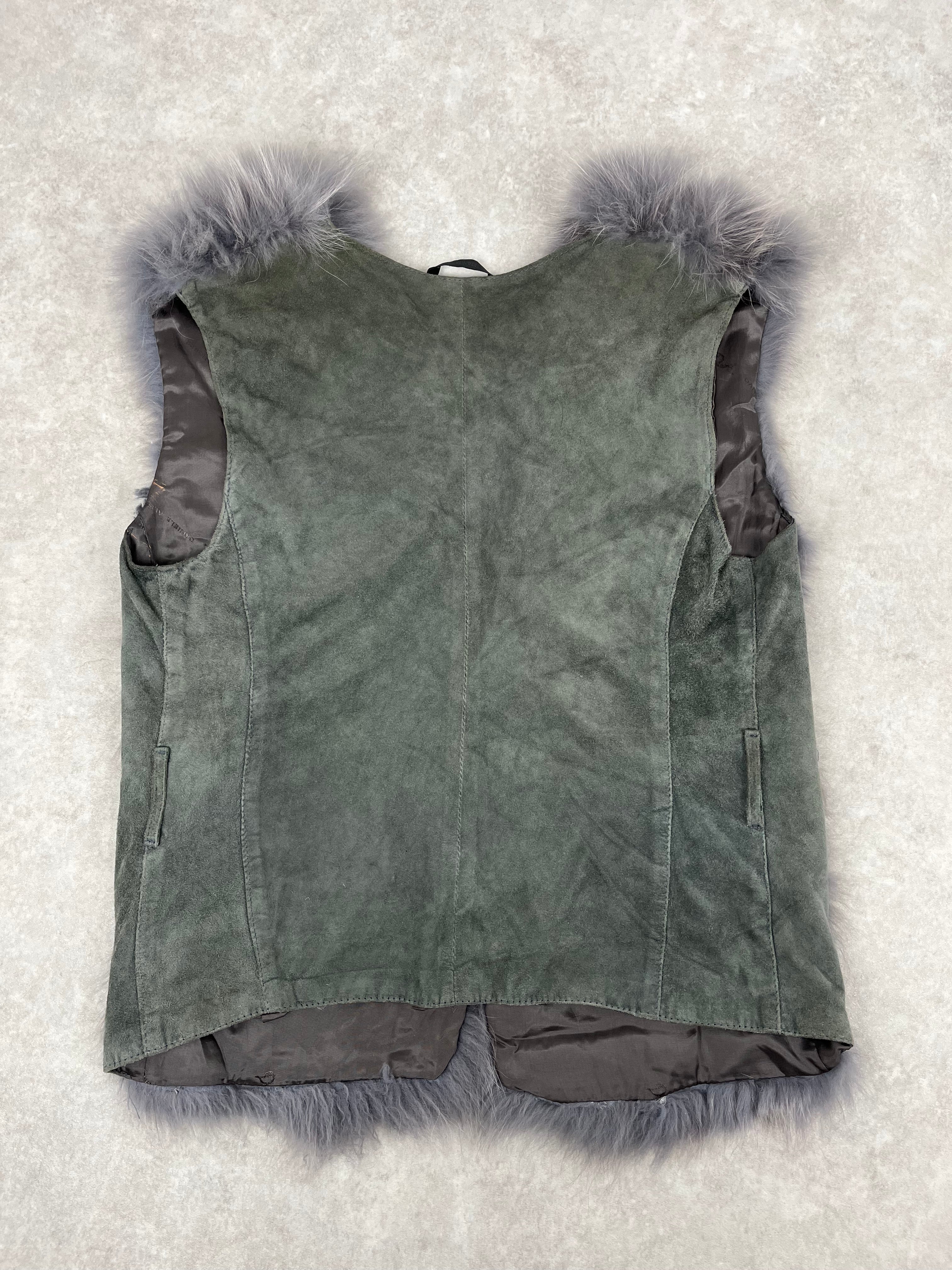 2000s Daniele Alessandrini Grey Fur Suede Leather Vest JvksyYU 5