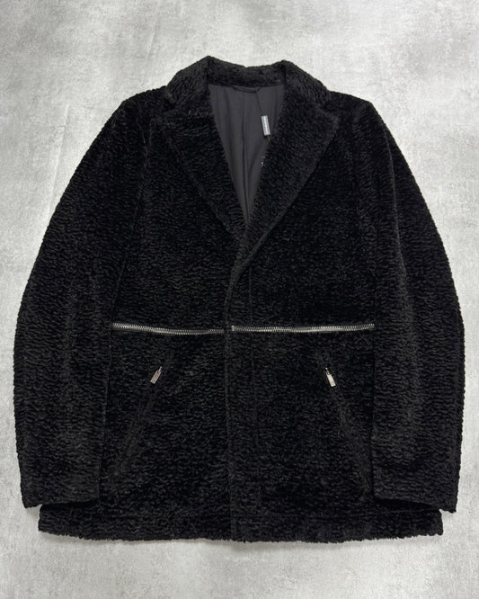 AW2010 Emporio Armani Faux Fur Horizontal Zip Black Jacket (M/L)