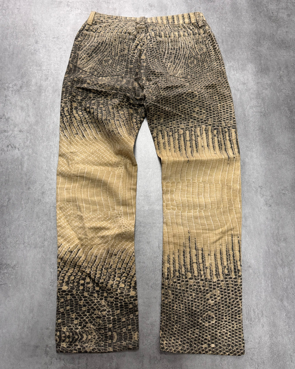 1990s Roberto Cavalli Bees Caramel Scales Pants