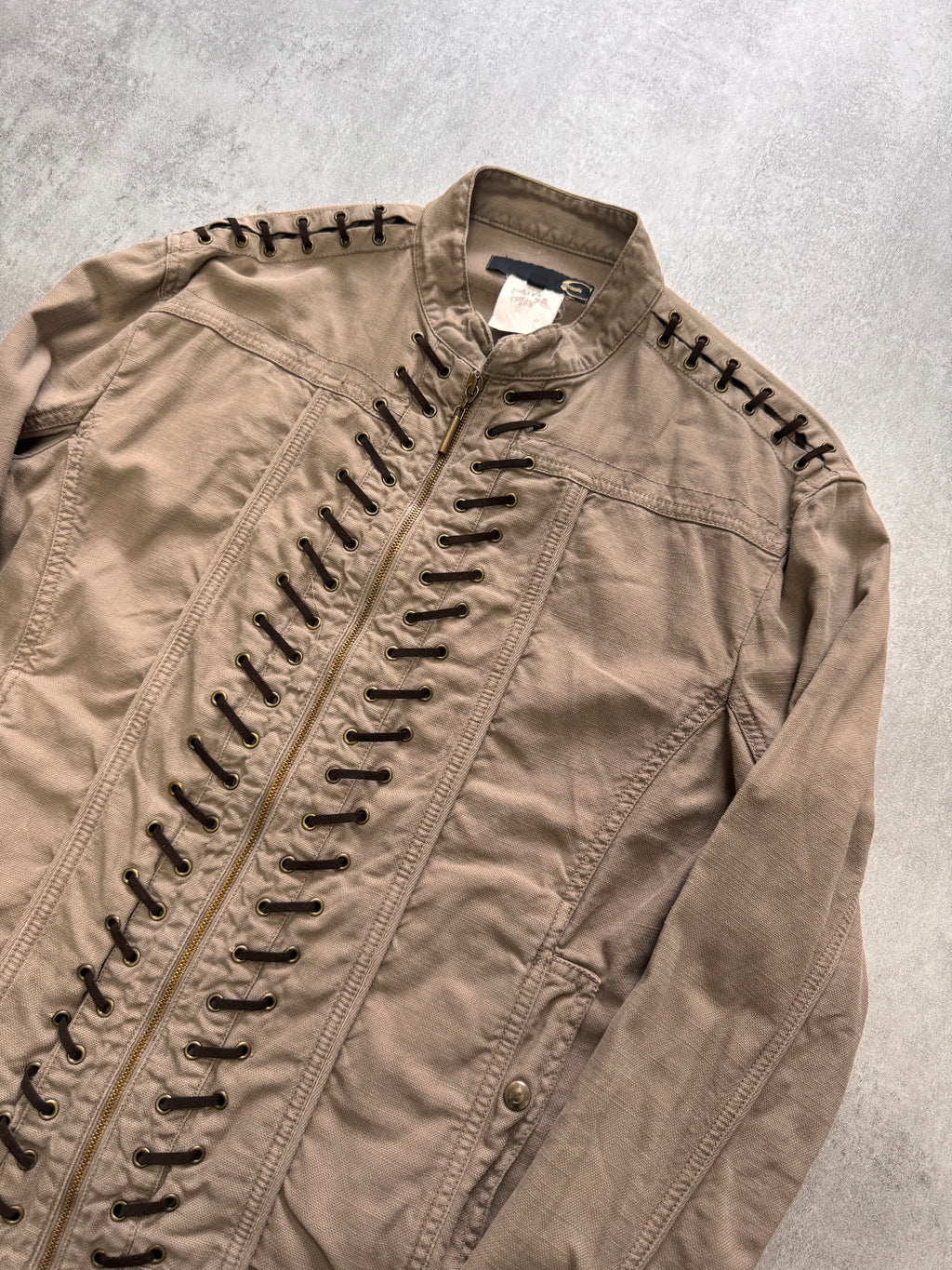 SS2006 Cavalli Laces Beige Denim Jacket