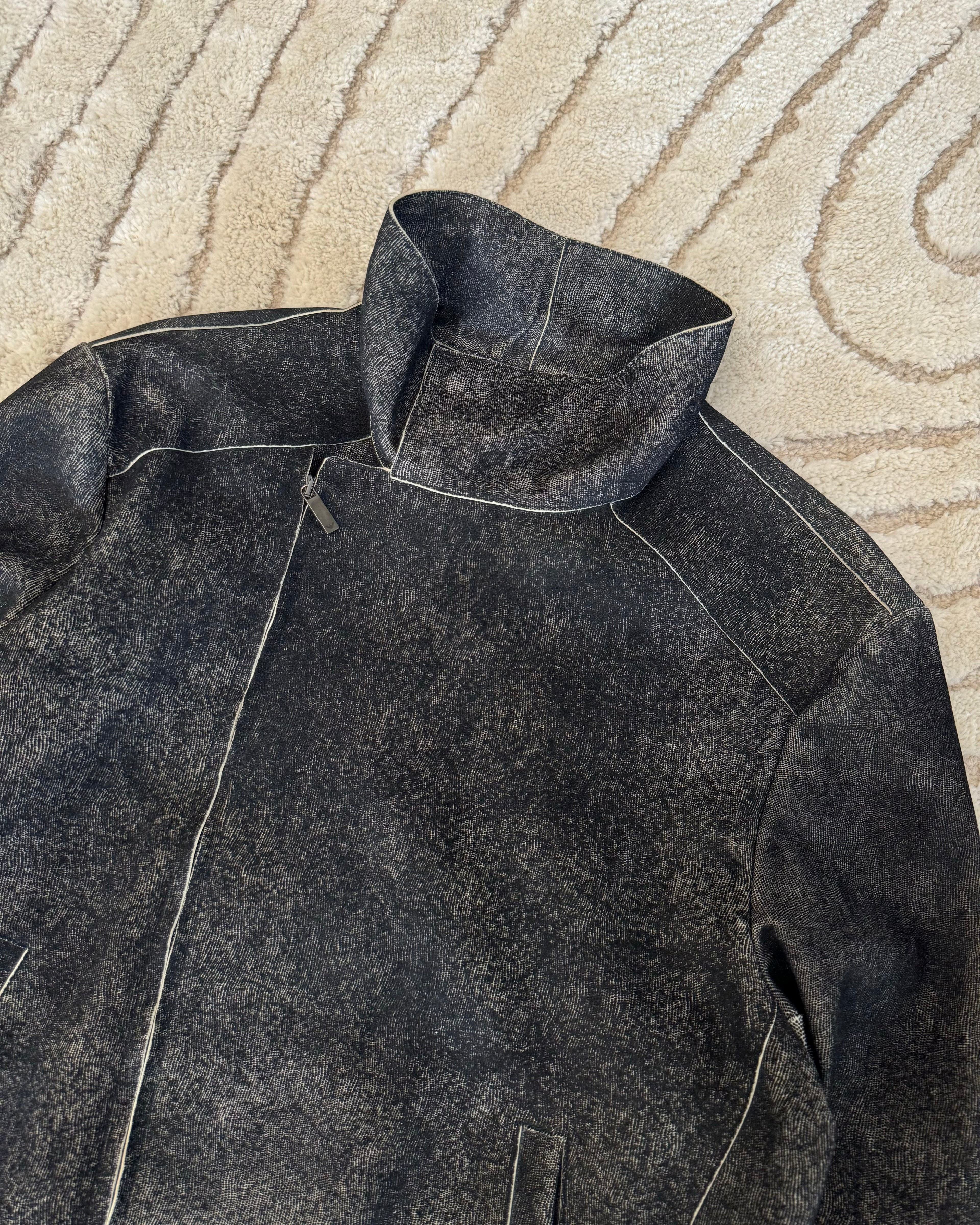 FW2015 Armani Asymmetrical Raw Leather Jacket (M)