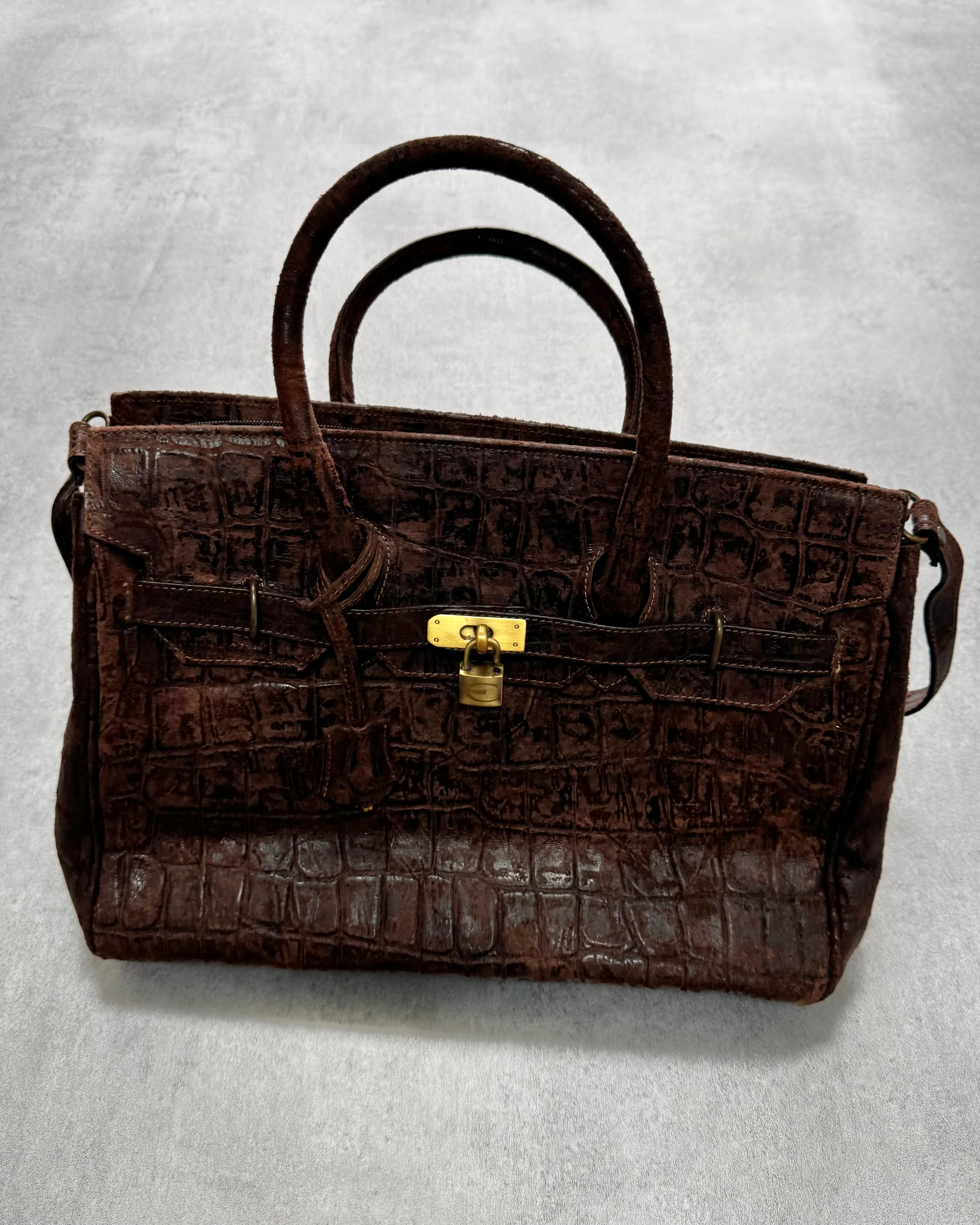 2000s Just Cavalli Embossed Crocodile Effect Hanbag