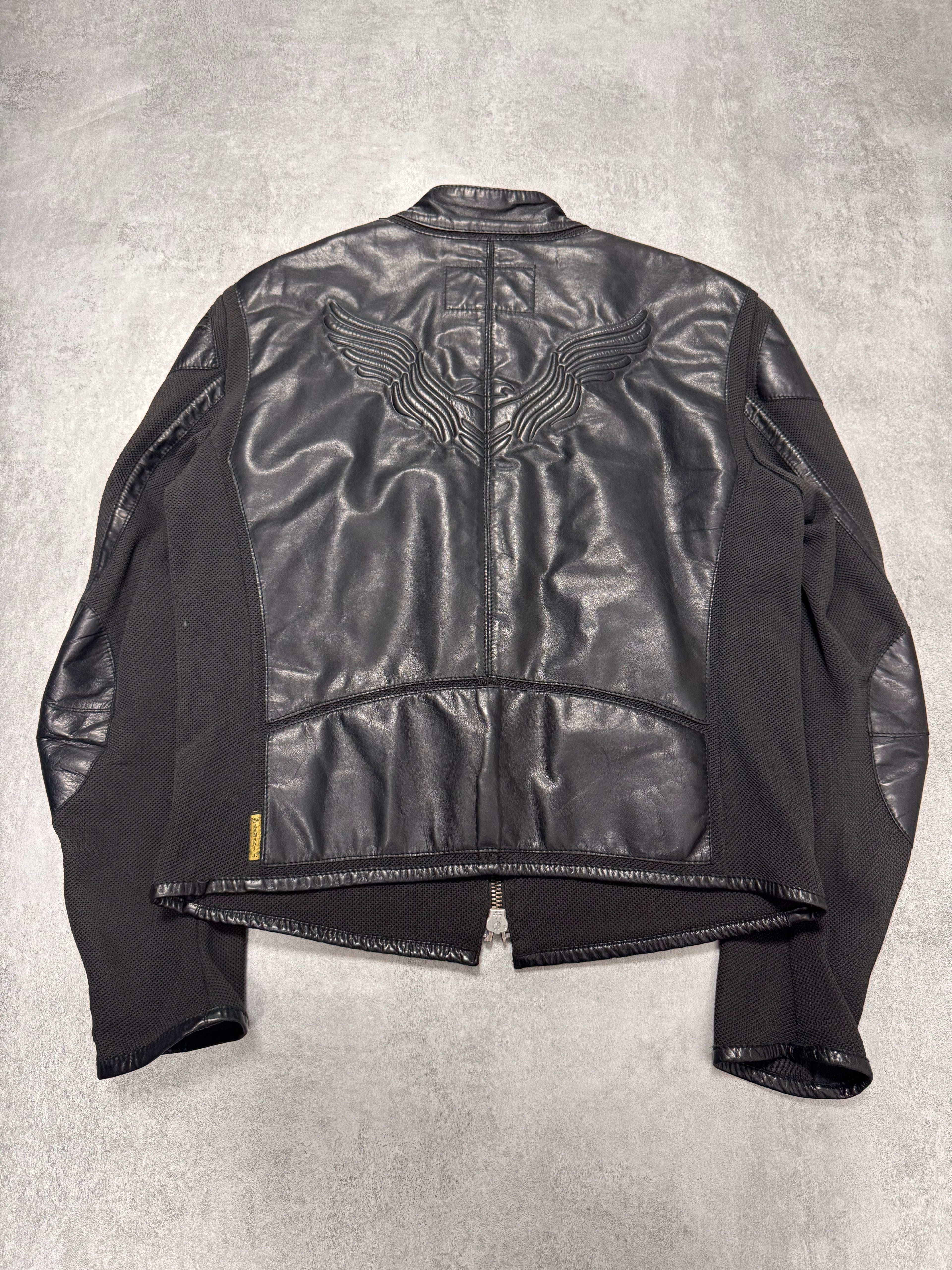 2000s Armani Spy Technical Hybrid Leather Jacket