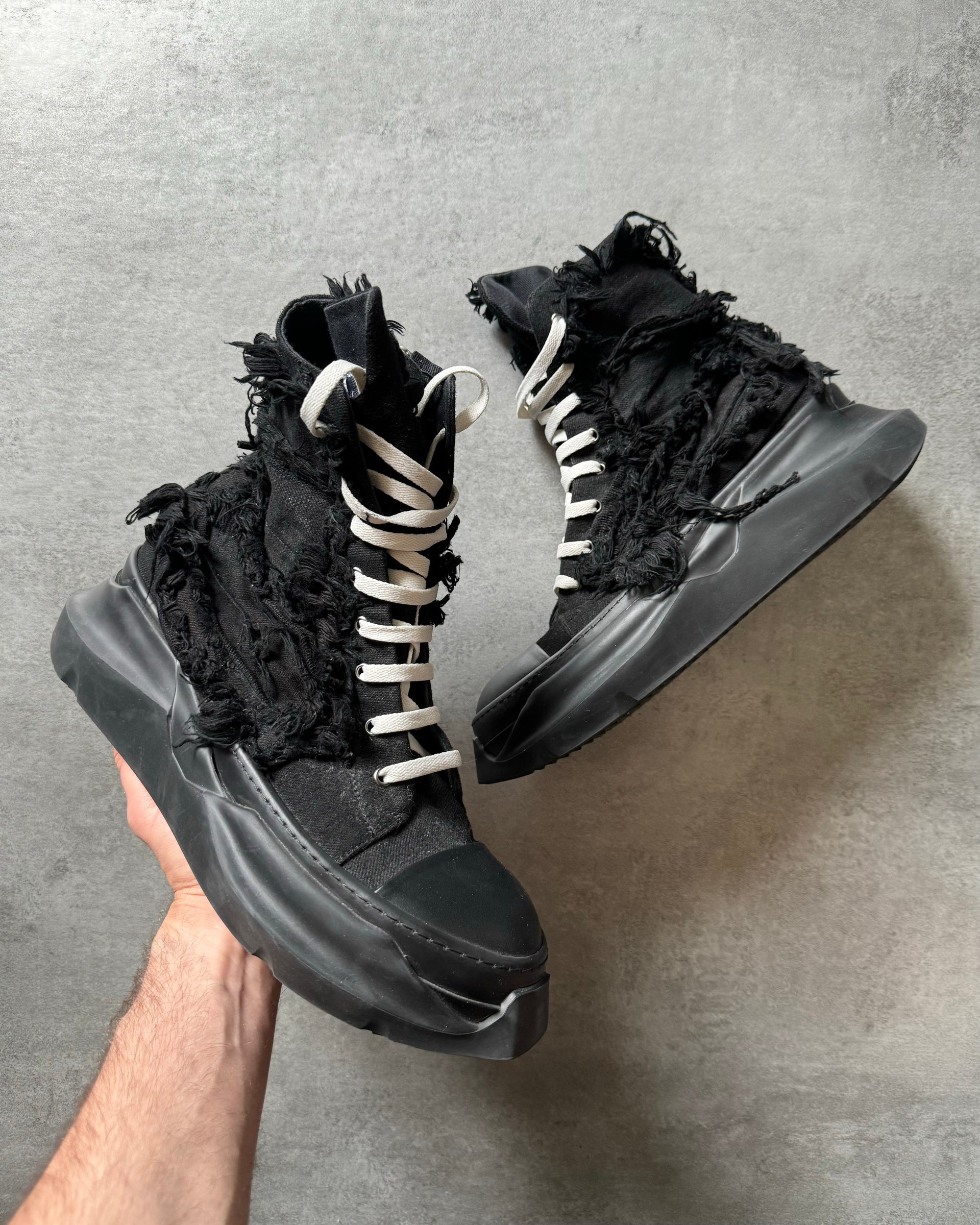Rick Owens DRKSHDW Abstract Gethsemane Distressed Black Shoes Rick Owens DRKSHDW Abstract Gethsemane Distressed Black Shoes