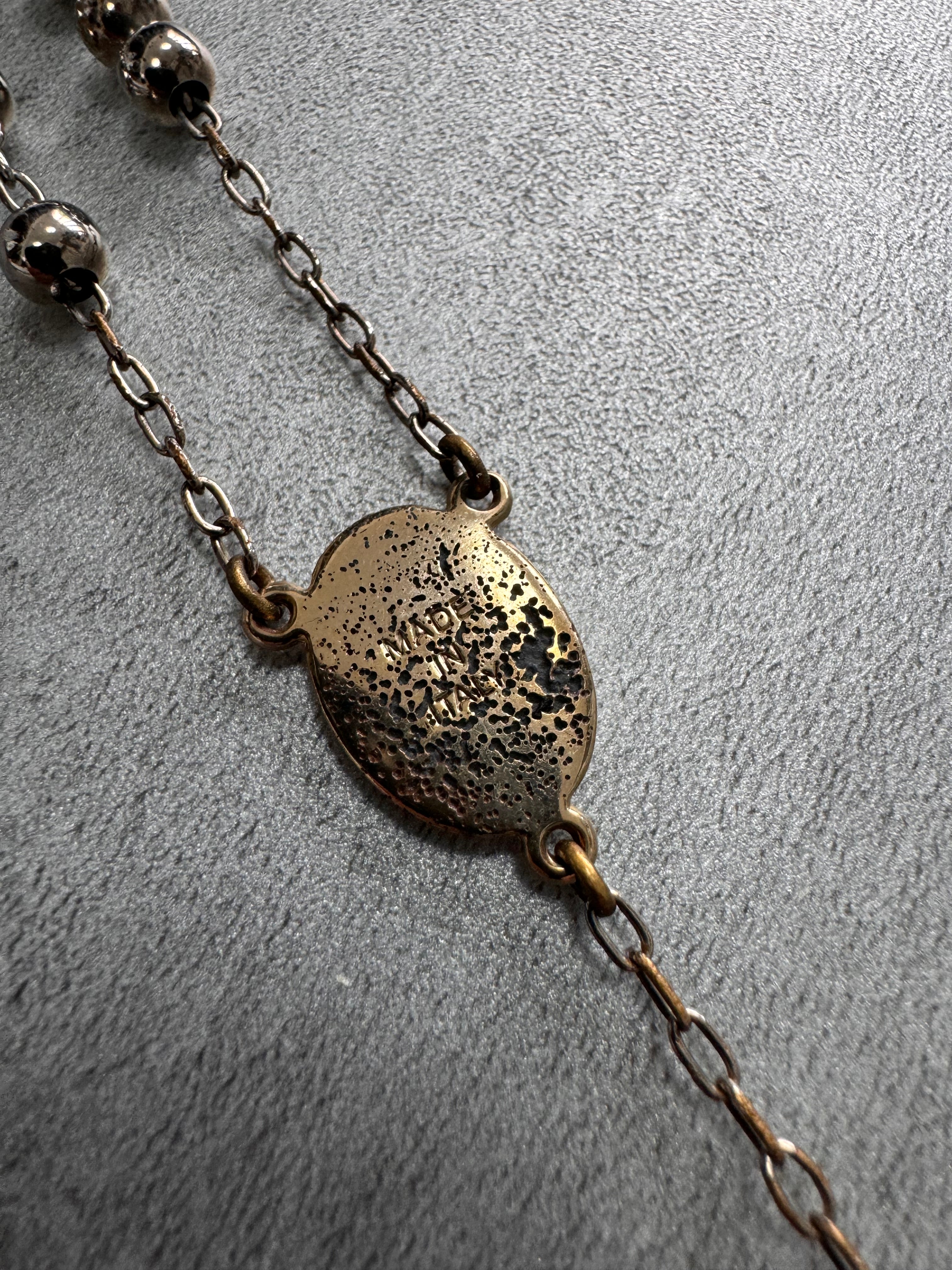 Dolce & Gabbana Rosary Sliver Golden Cross Necklace (OS)