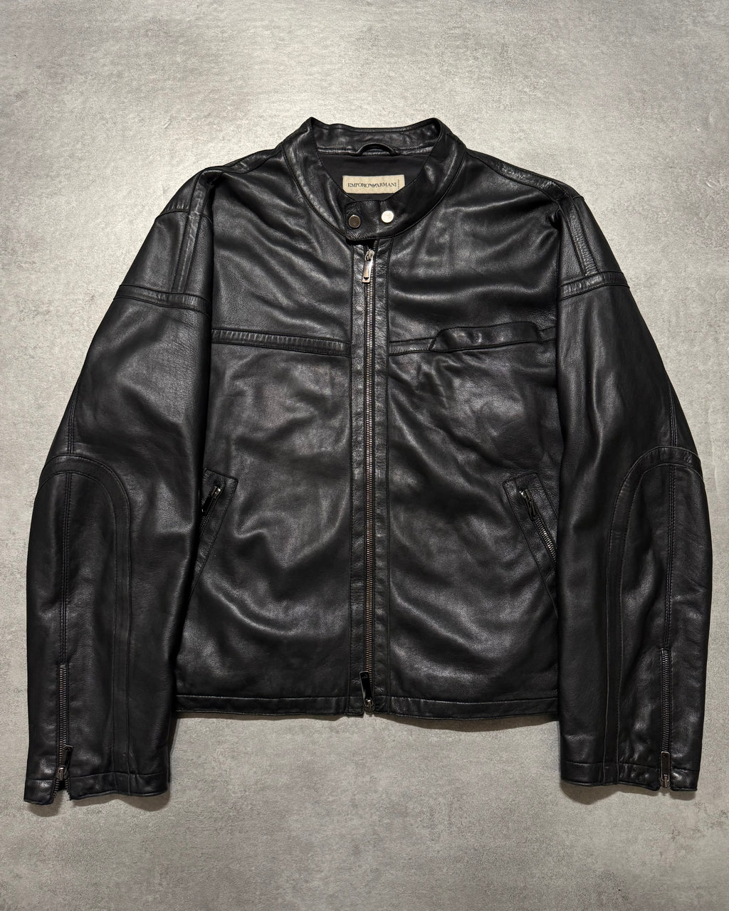 AW2005 Emporio Armani Biker Black Leather Jacket