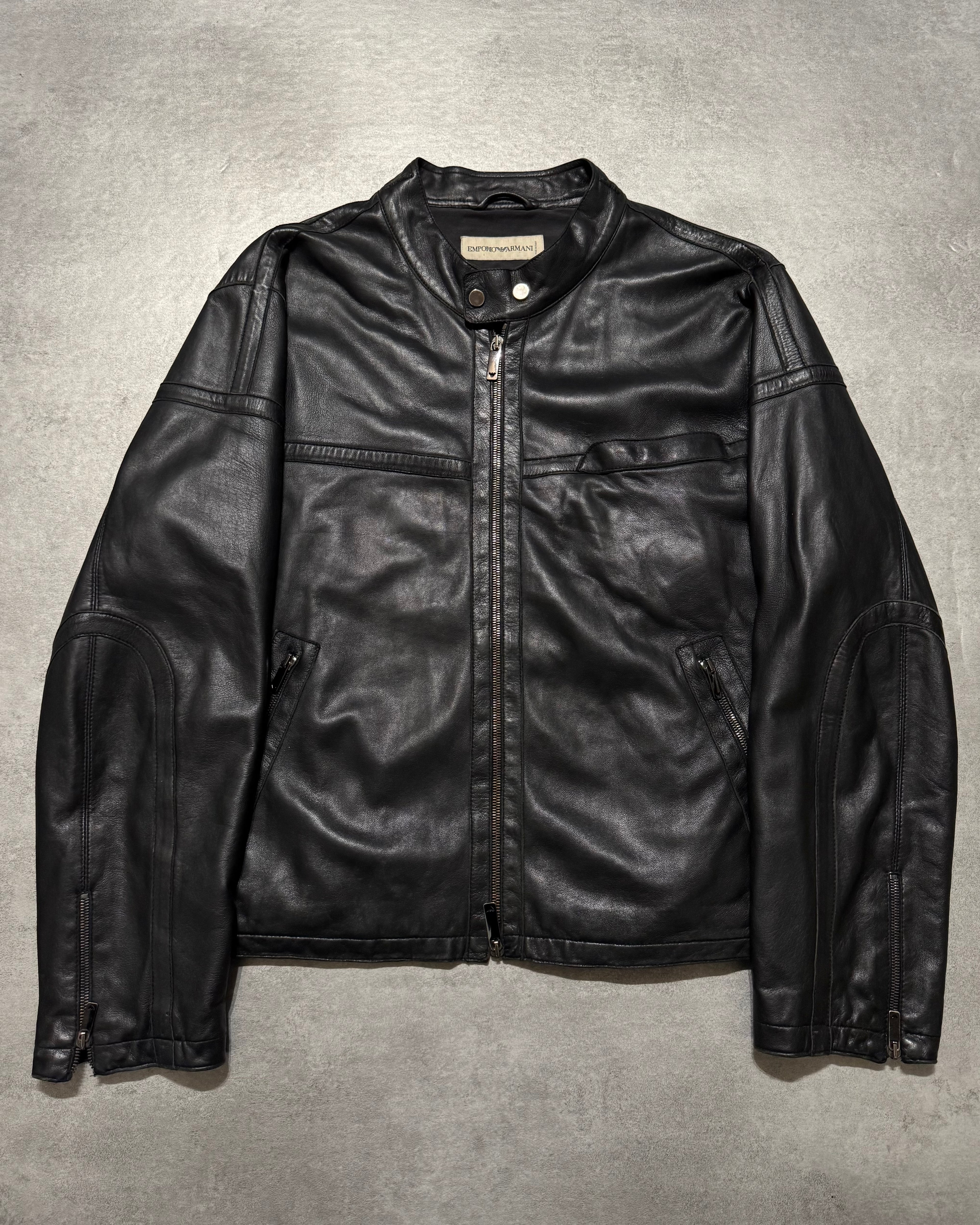 AW2005 Emporio Armani Biker Black Leather Jacket