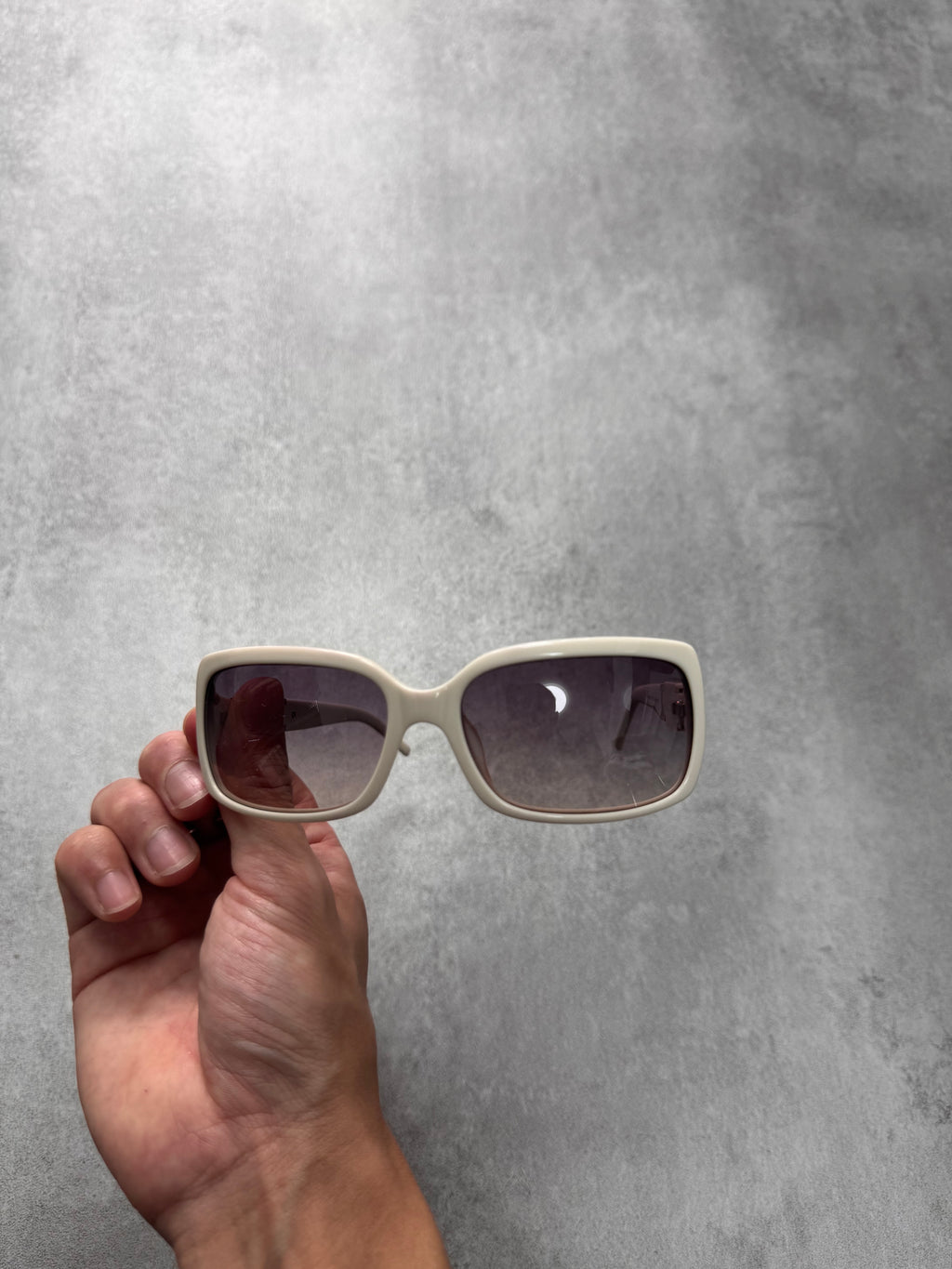 2000s Givenchy White Rectangle Sunglasses