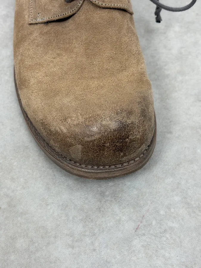 The Last Conspiracy Beige Suede Leather Eroded Derby Shoes TuJEWES 8