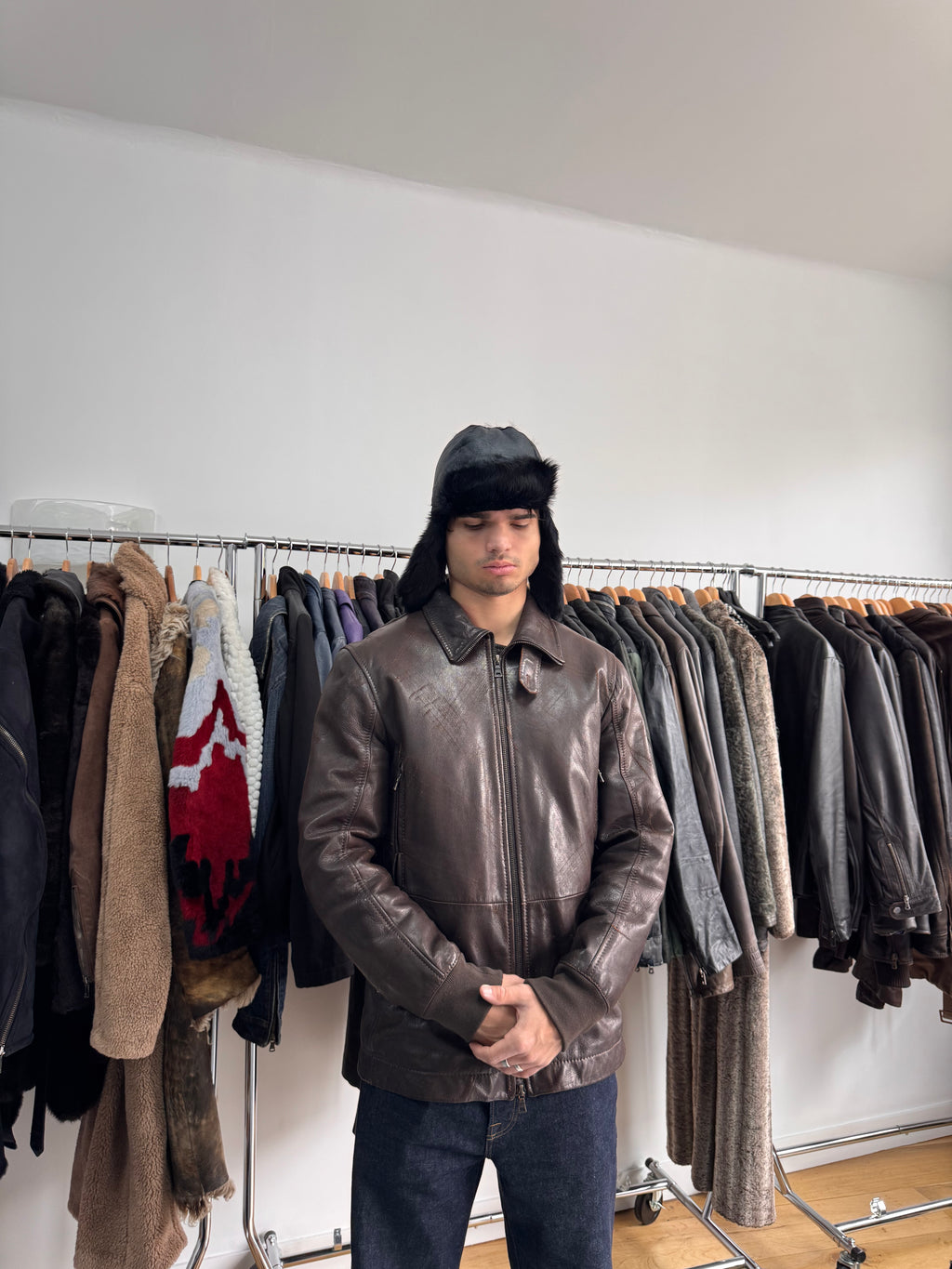 2000s Prada Scarred Heavy Leather Jacket
