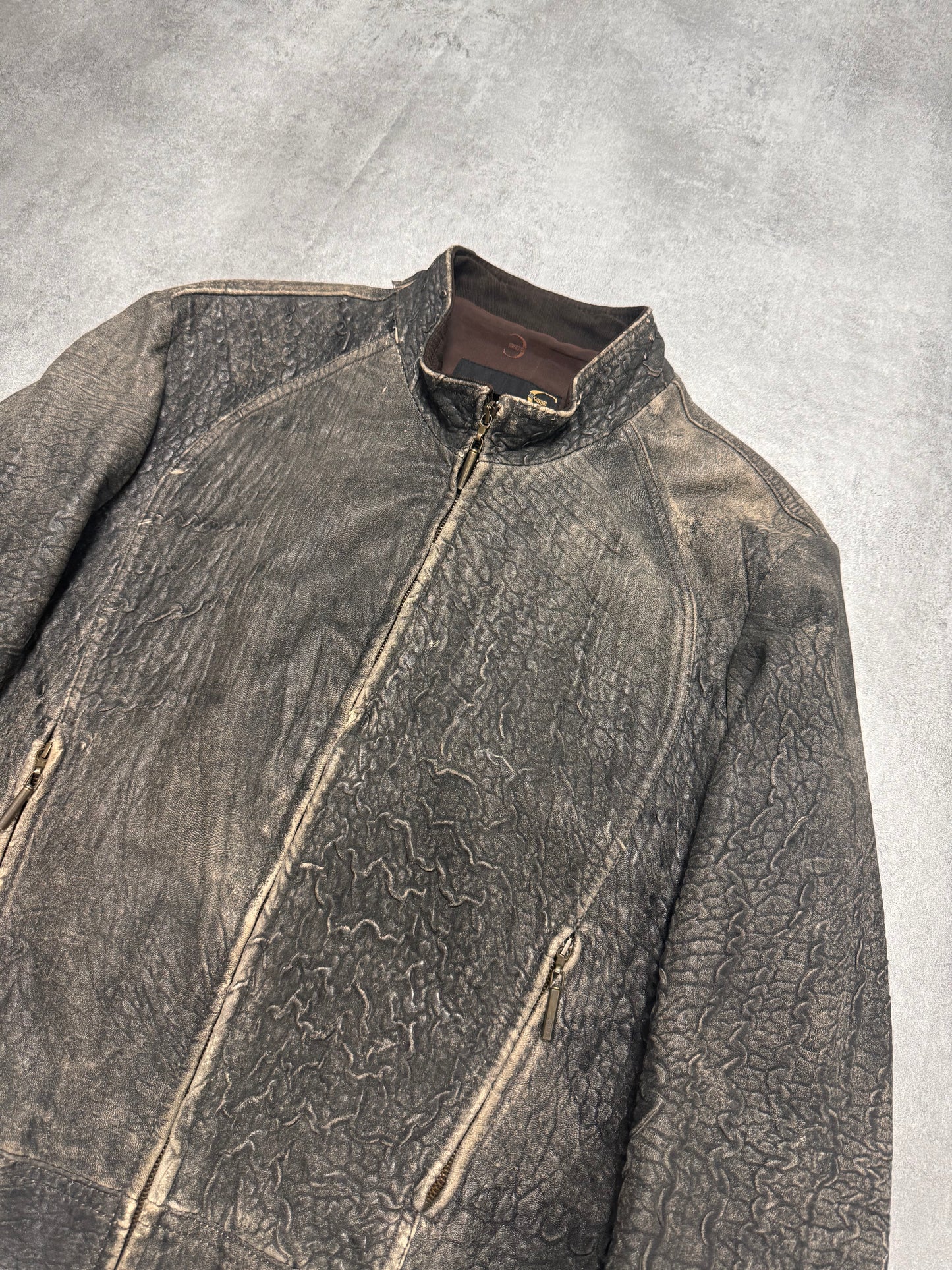 2000s Cavalli Scarred Raw Leather Jacket (M/L)