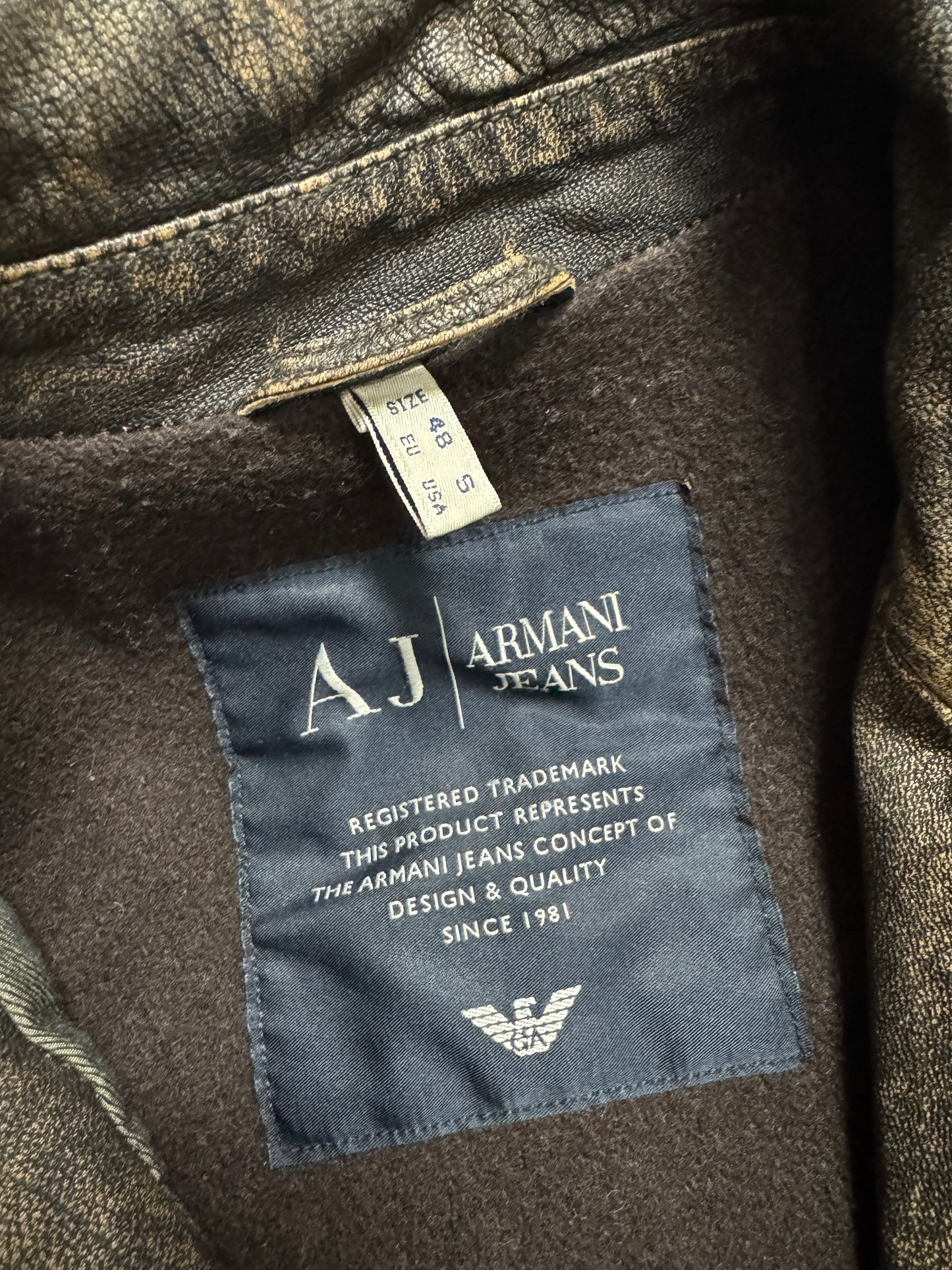 2000s Armani Brown Aged Leather Jacket (S)