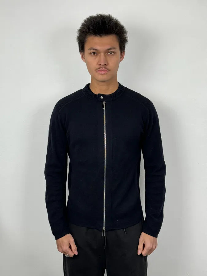 Emporio Armani Dark Navy Knit Zip Jacket TMeWEKO 1
