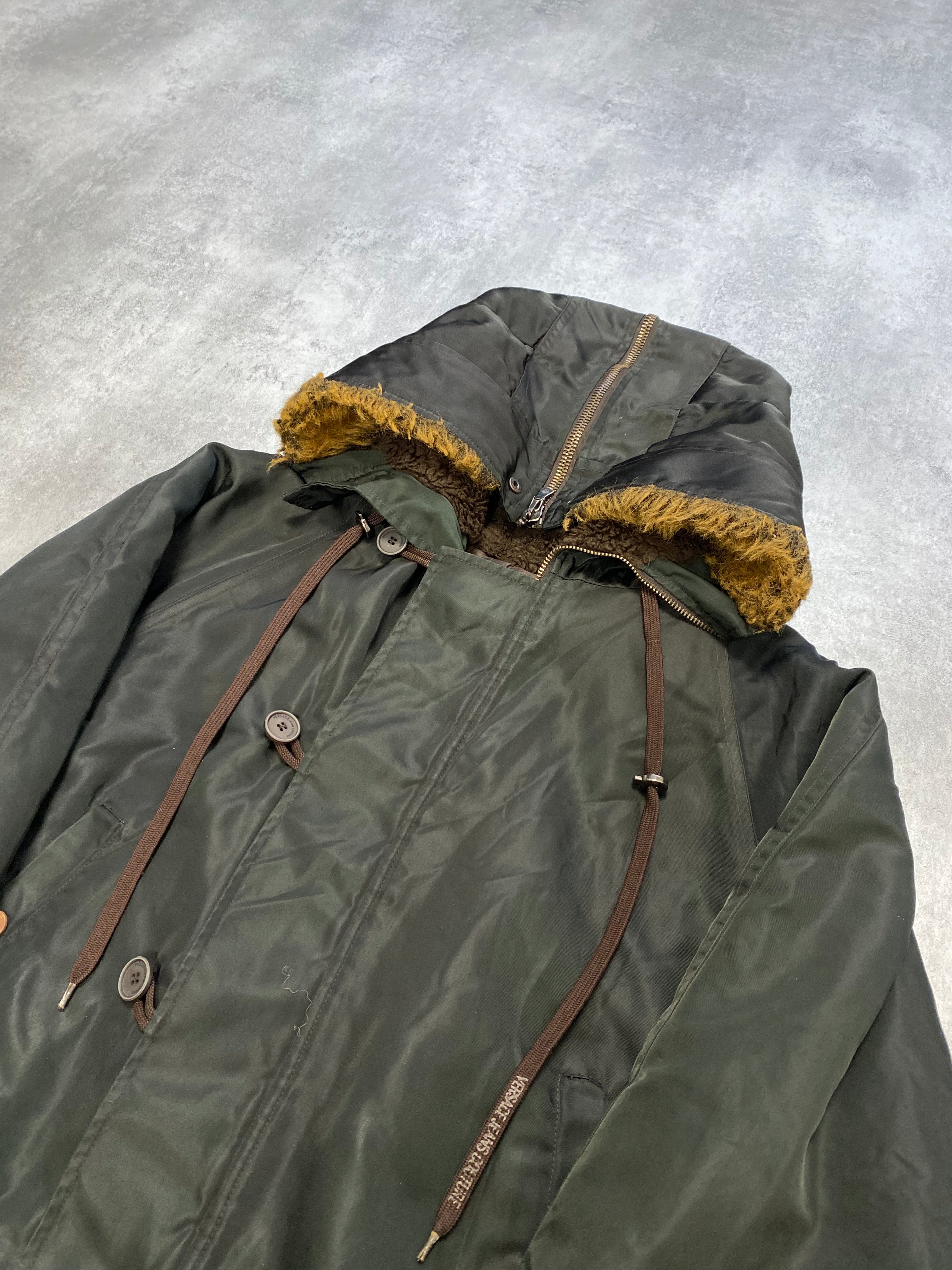 Versace Kaki Army Hooded Bomber Jacket