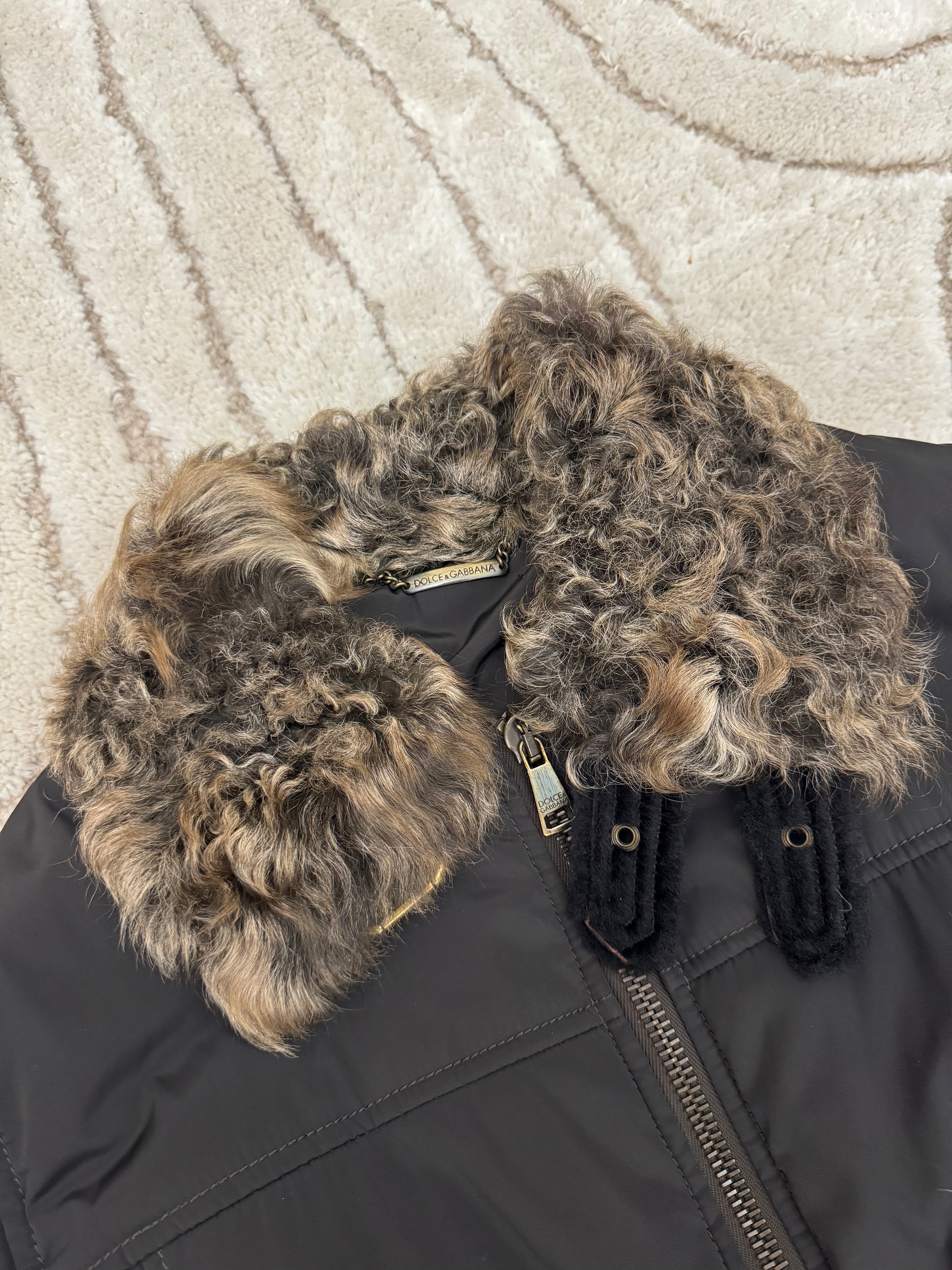 Dolce & Gabbana Shearling Hybrid Bomber Jacket (S)