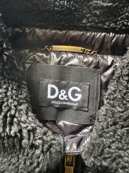 2000s Dolce & Gabbana Shearling Black Mafia Jacket (M)