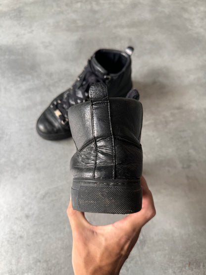 Balenciaga Arena High Black Cracked Leather Sneakers (42eu/us8,5)