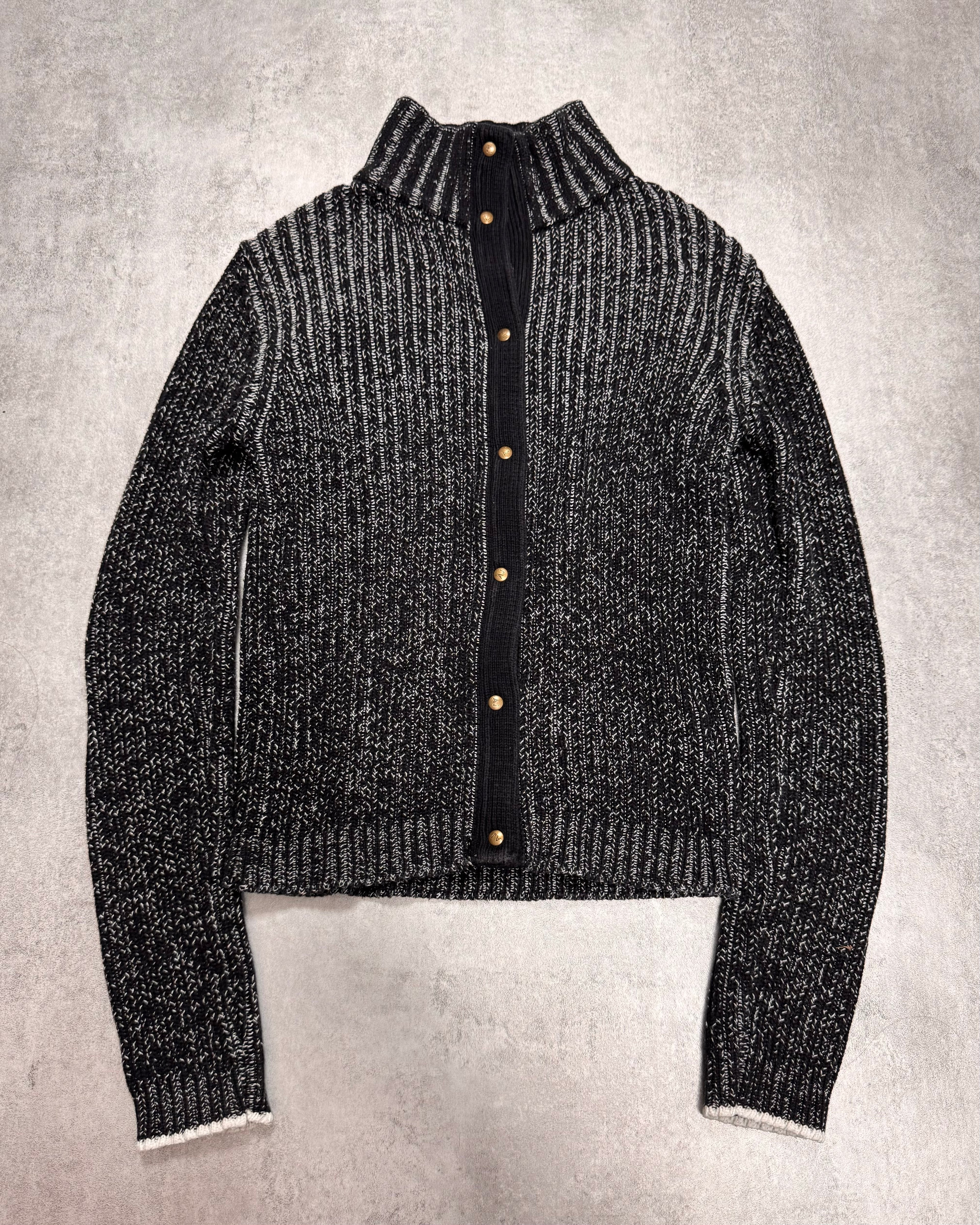 2000s Armani Blue Knitted Buttoned Sweater