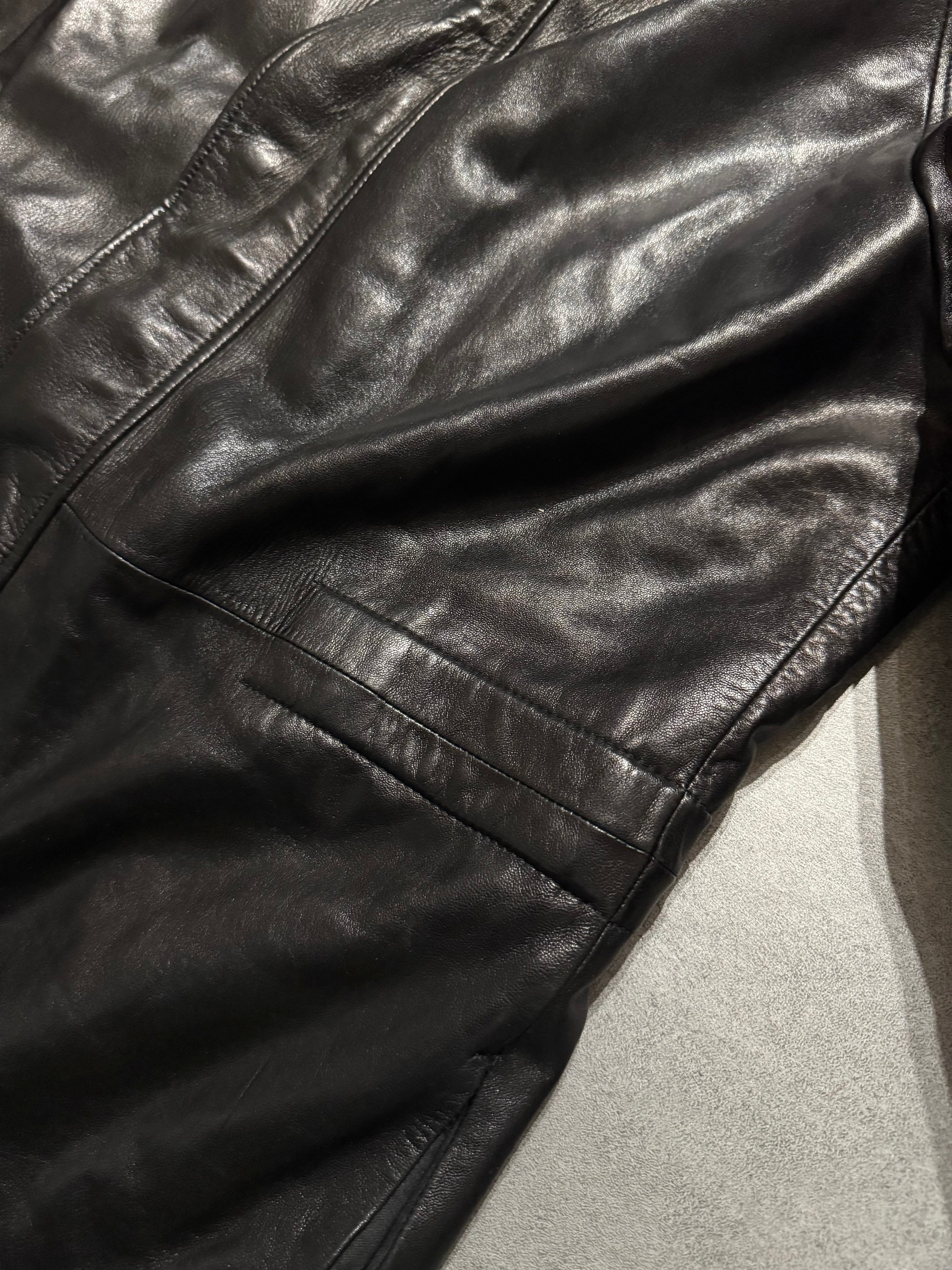 2000s Prada Sample Black Hooded Leather Jacket