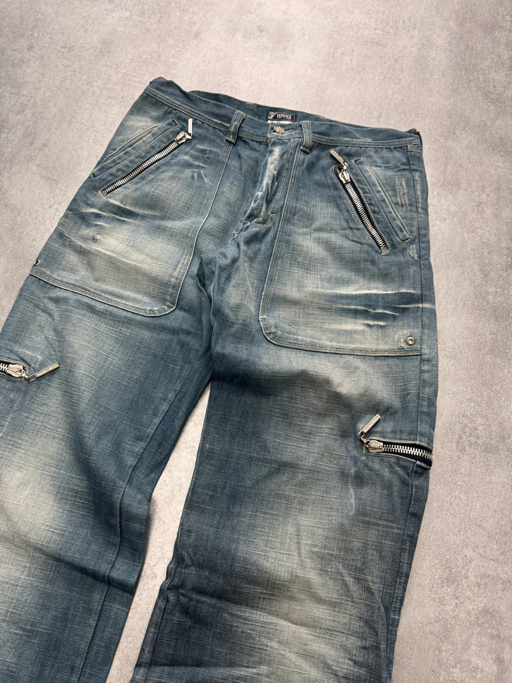 AW2005 Versace Cargo Sun Faded Denim Jeans