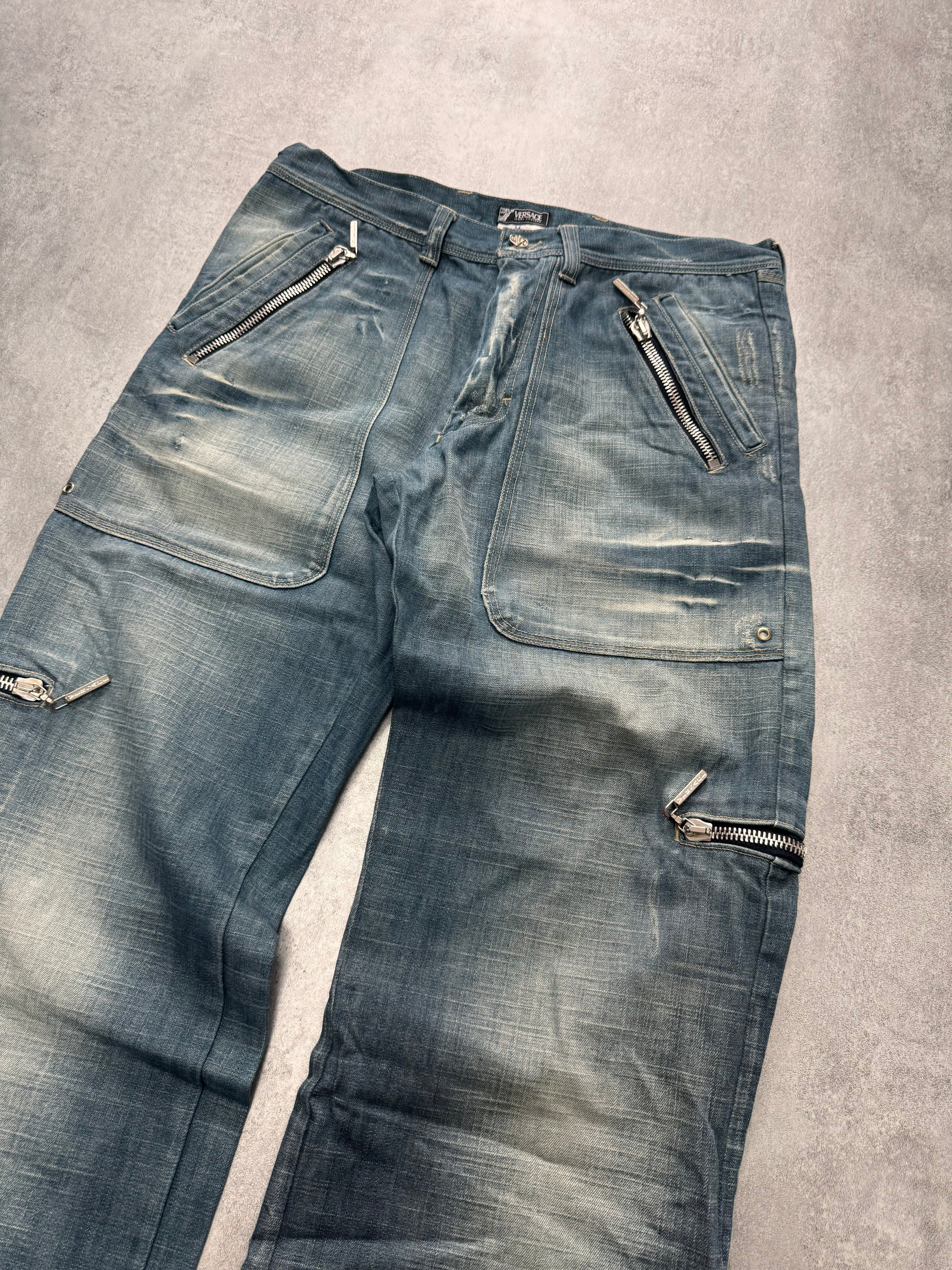 AW2005 Versace Cargo Sun Faded Denim Jeans
