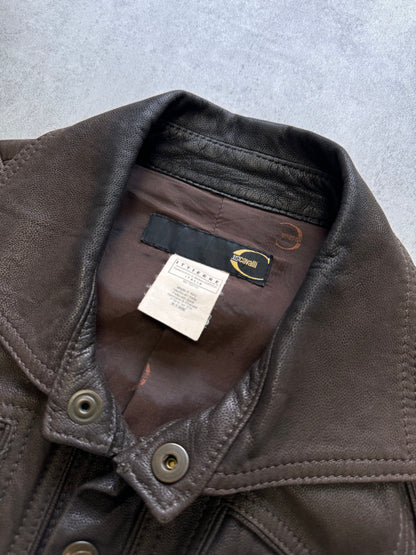 2000s Just Cavalli Hunter Brown Leather Jacket (S/M)