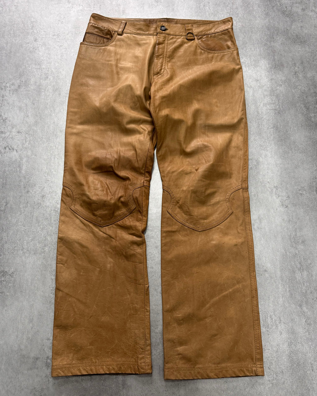 SS2003 Roberto Cavalli Biker Beige Leather Pants
