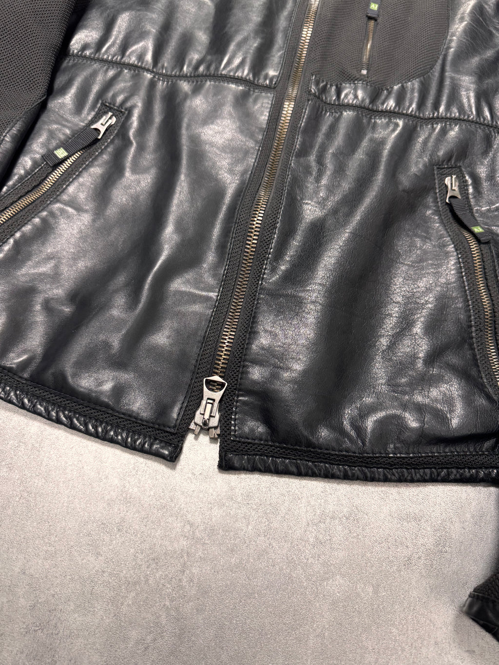 2000s Armani Spy Technical Hybrid Leather Jacket