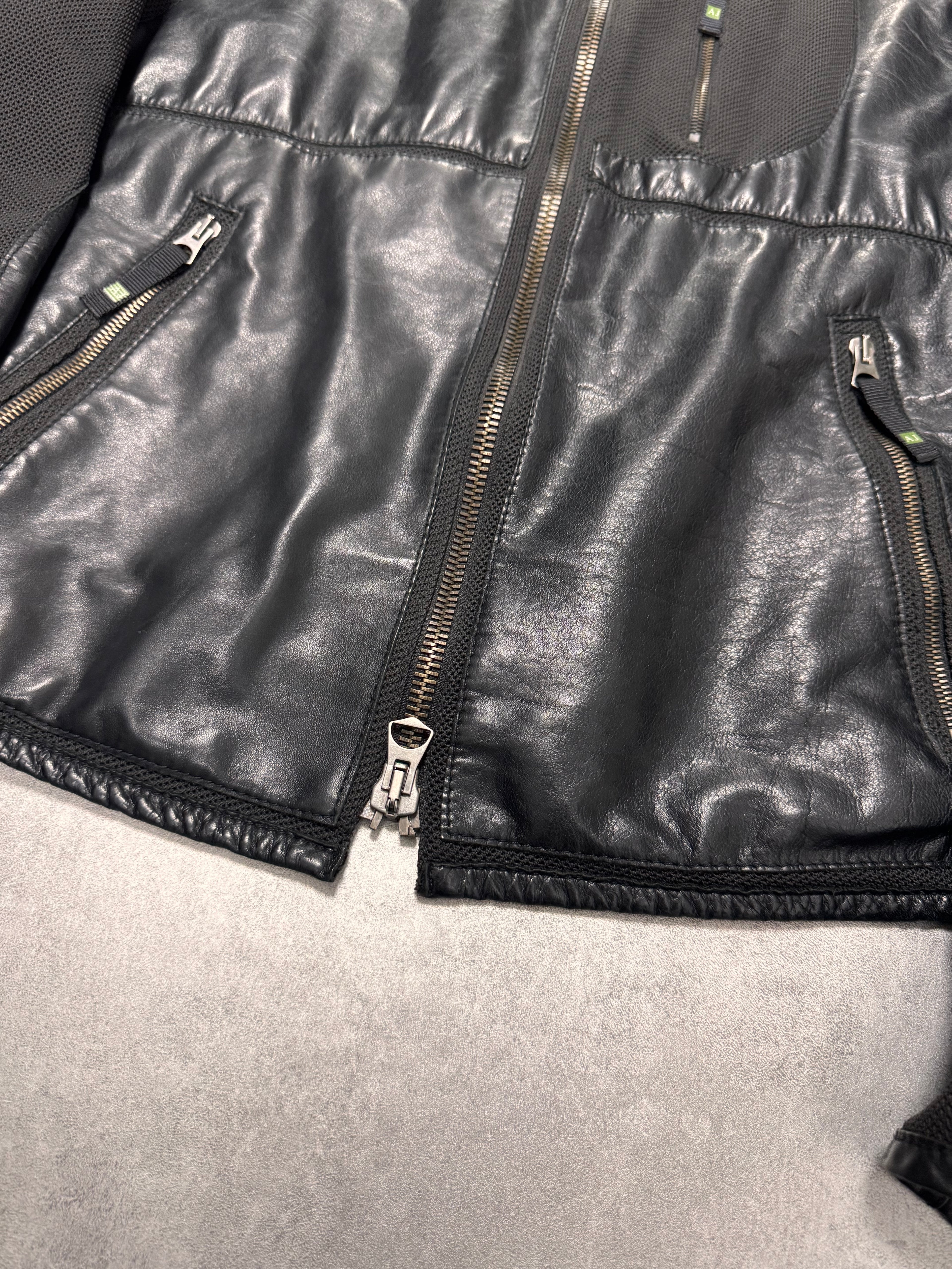 2000s Armani Spy Technical Hybrid Leather Jacket