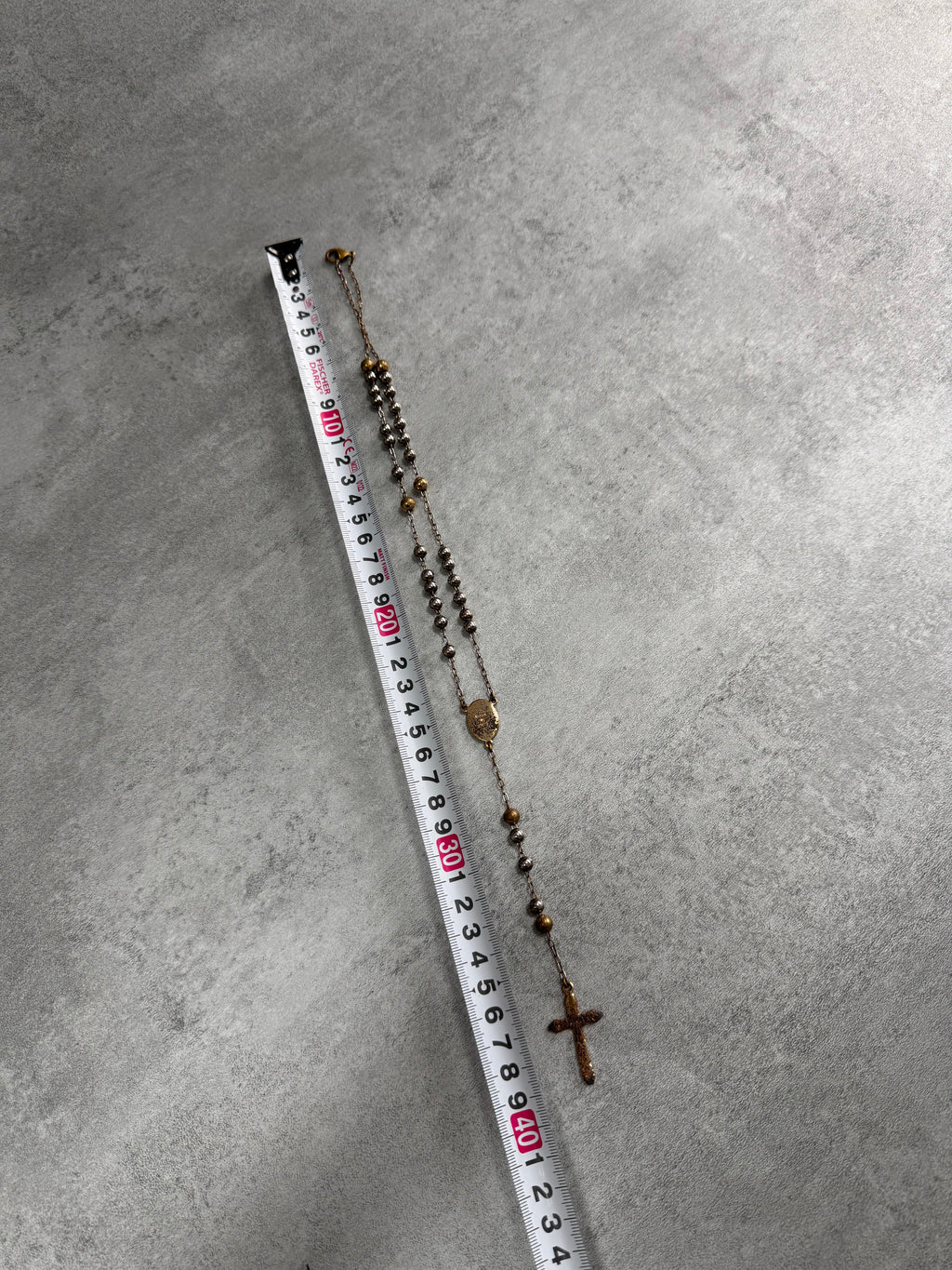 Dolce & Gabbana Rosary Sliver Golden Cross Necklace (OS)