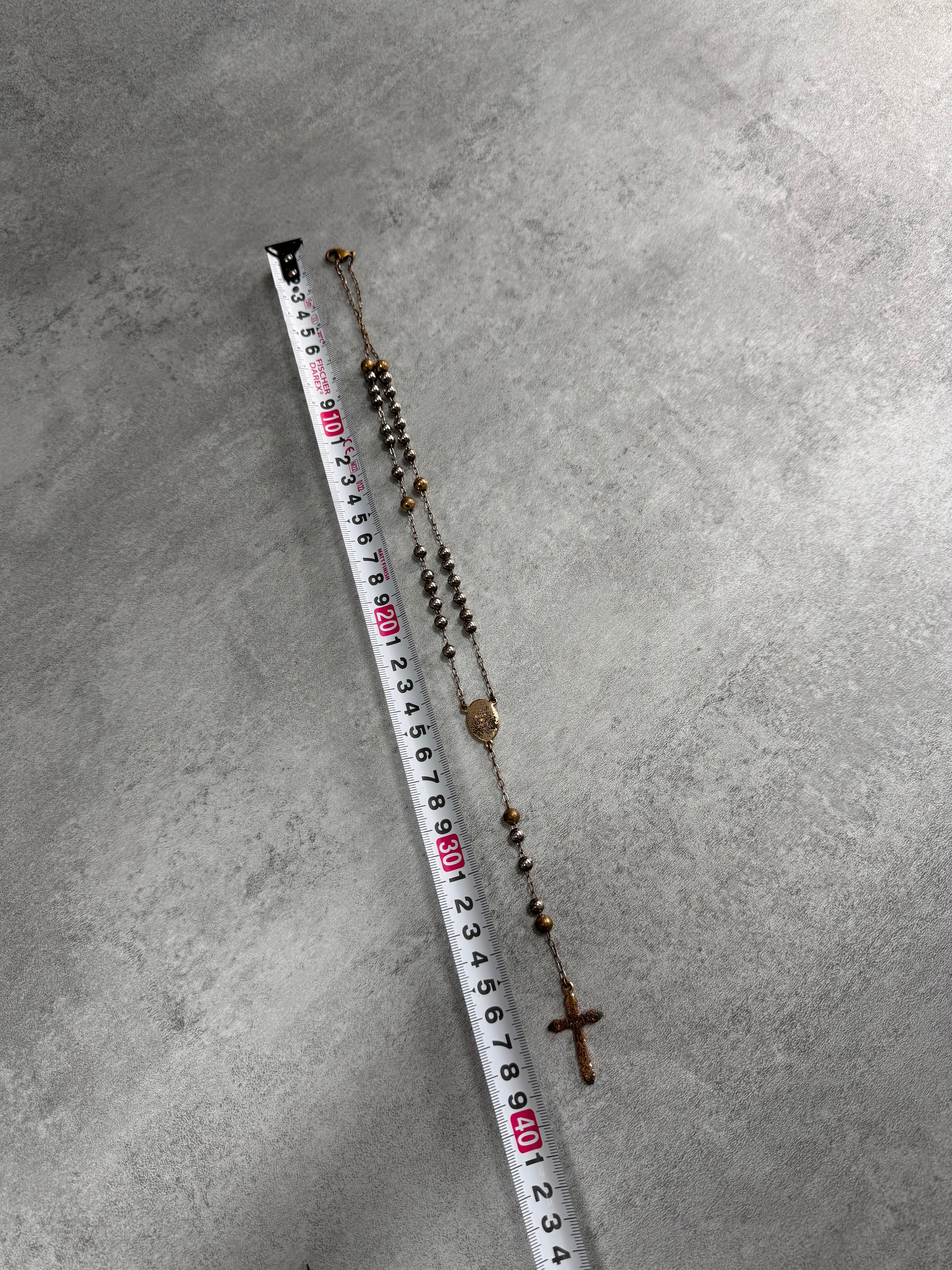 Dolce & Gabbana Rosary Sliver Golden Cross Necklace (OS)
