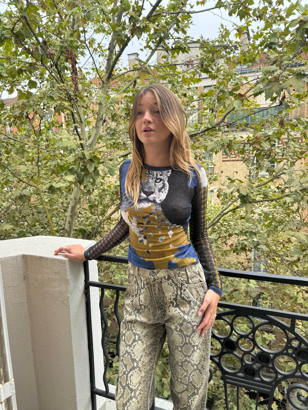 AW1995 Jean Paul Gaultier Cyber Leopard Mesh Shirt