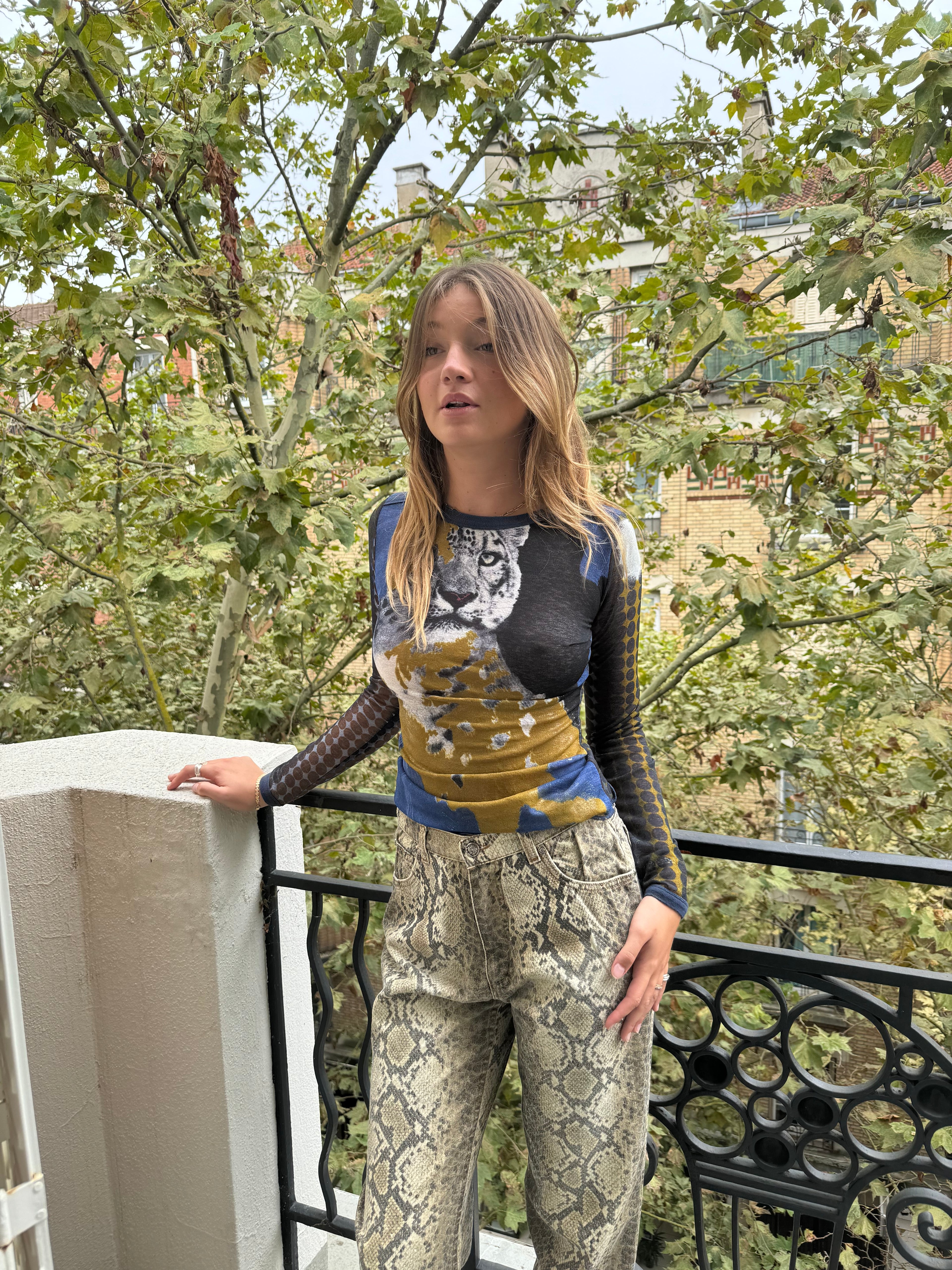 AW1995 Jean Paul Gaultier Cyber Leopard Mesh Shirt