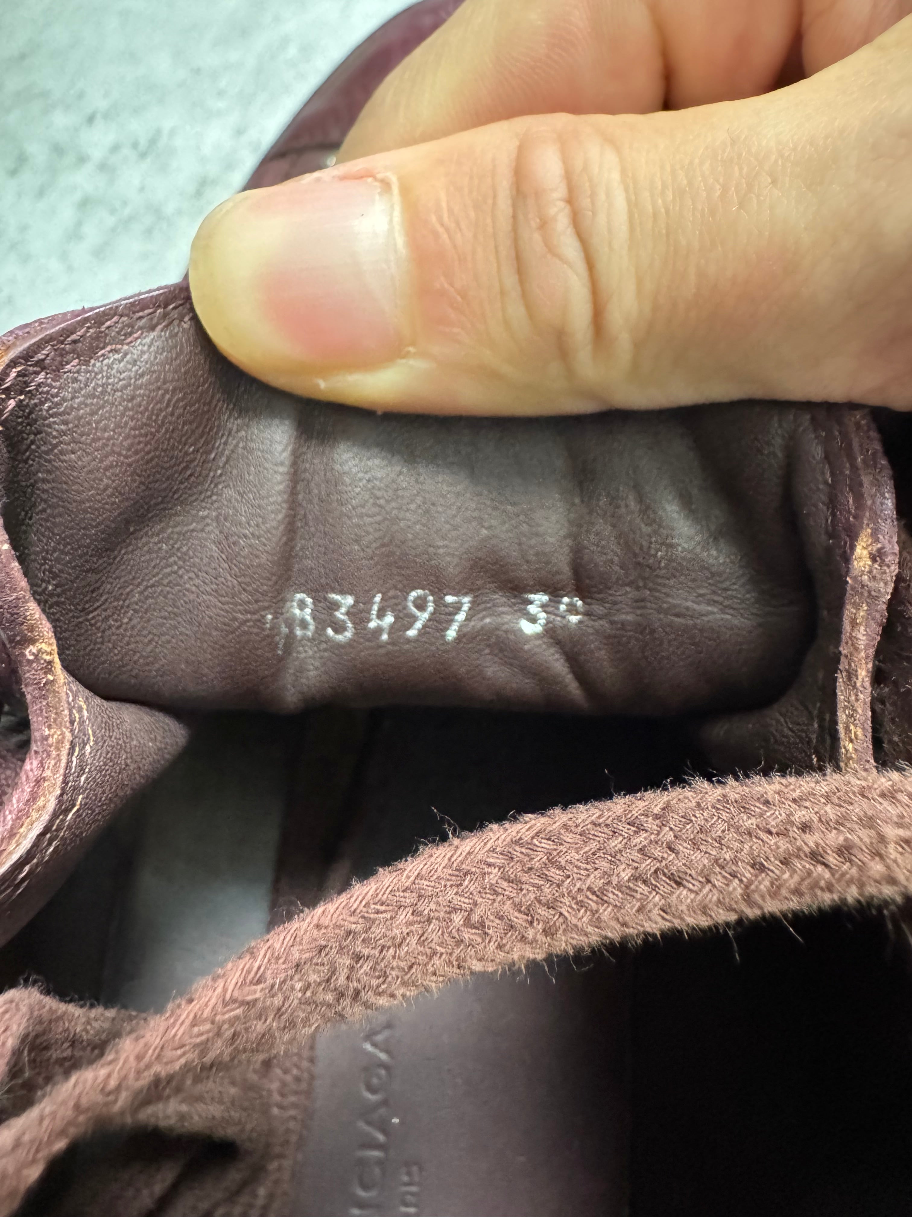 Balenciaga Arena High Bordeaux Craked Leather Sneakers