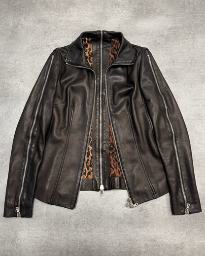 SS2003 Dolce & Gabbana Multi-Zip Biker Leather Jacket (XS/S)