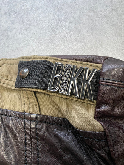 Dirk Bikkembergs Elite 降落伞棕色皮夹克（L）