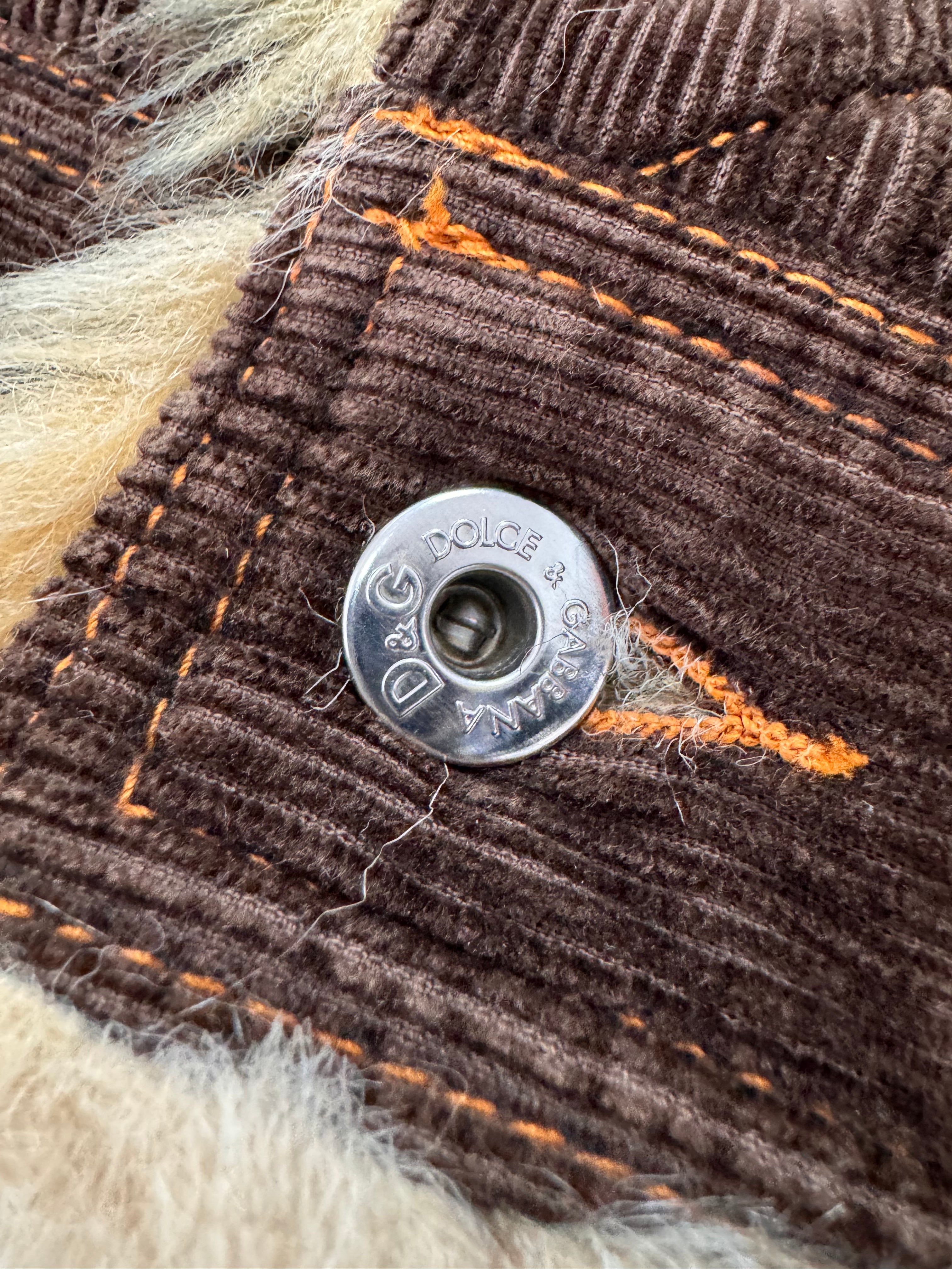 FW2001 Dolce & Gabbana Fur Striped Corduroy Jacket (M)