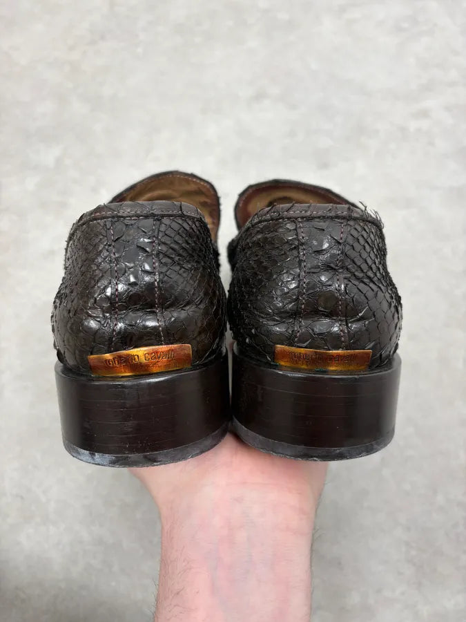 2000s Roberto Cavalli Dark Brown Python Leather Mules qEwUkqw 6