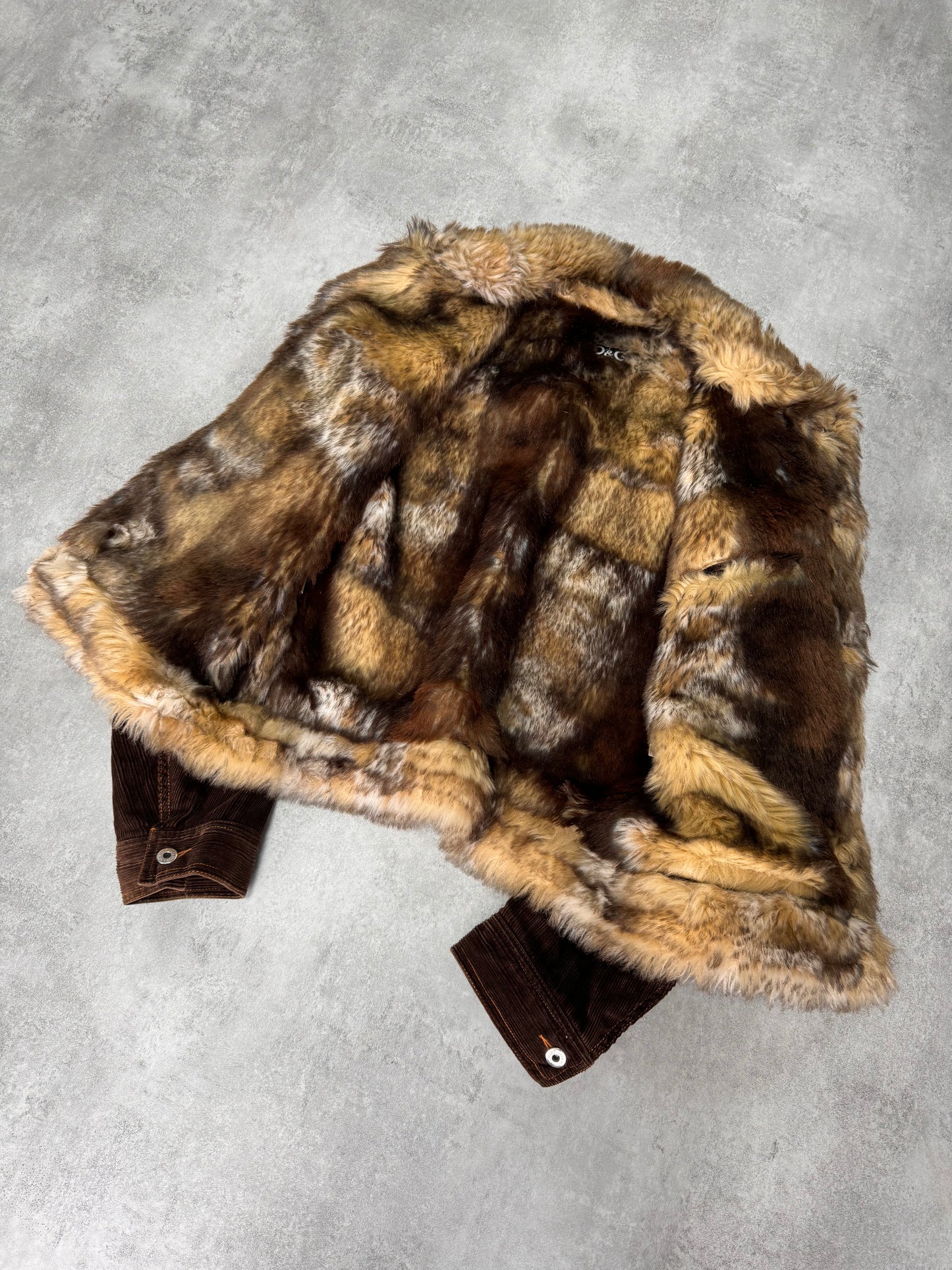 2000s Dolce & Gabbana Fur Striped Corduroy Jacket (L)