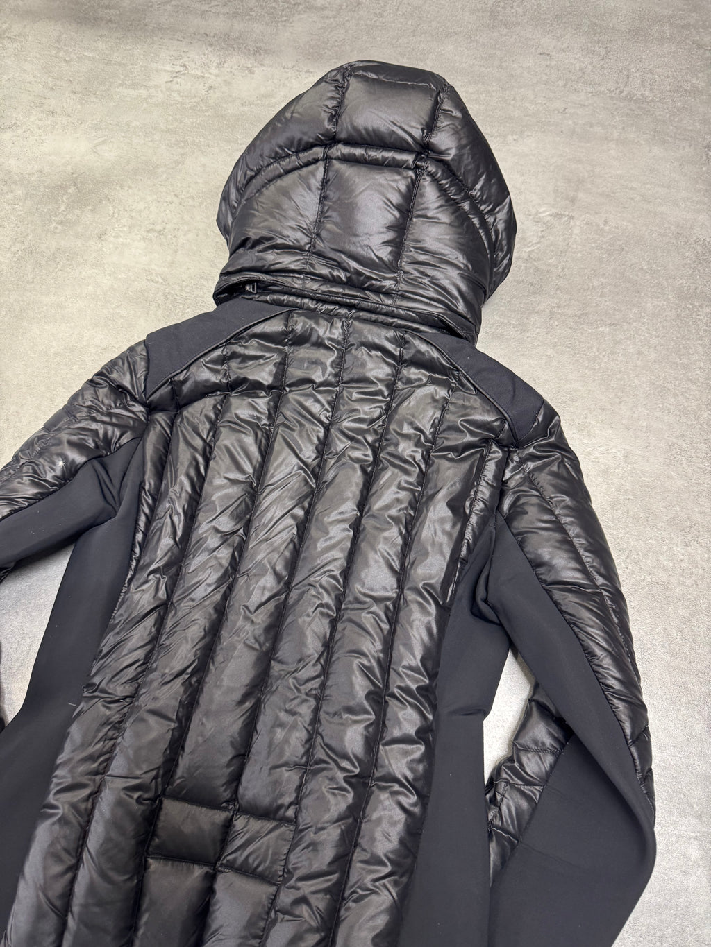 2000s Prada Black Cropped Puffer Hooded Jacket