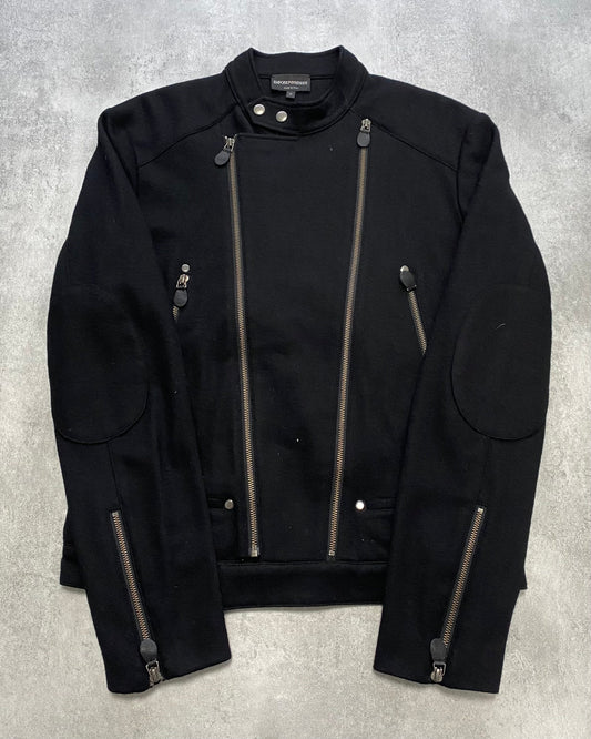2000s Emporio Armani Double Zip Black Spy Jacket (M)