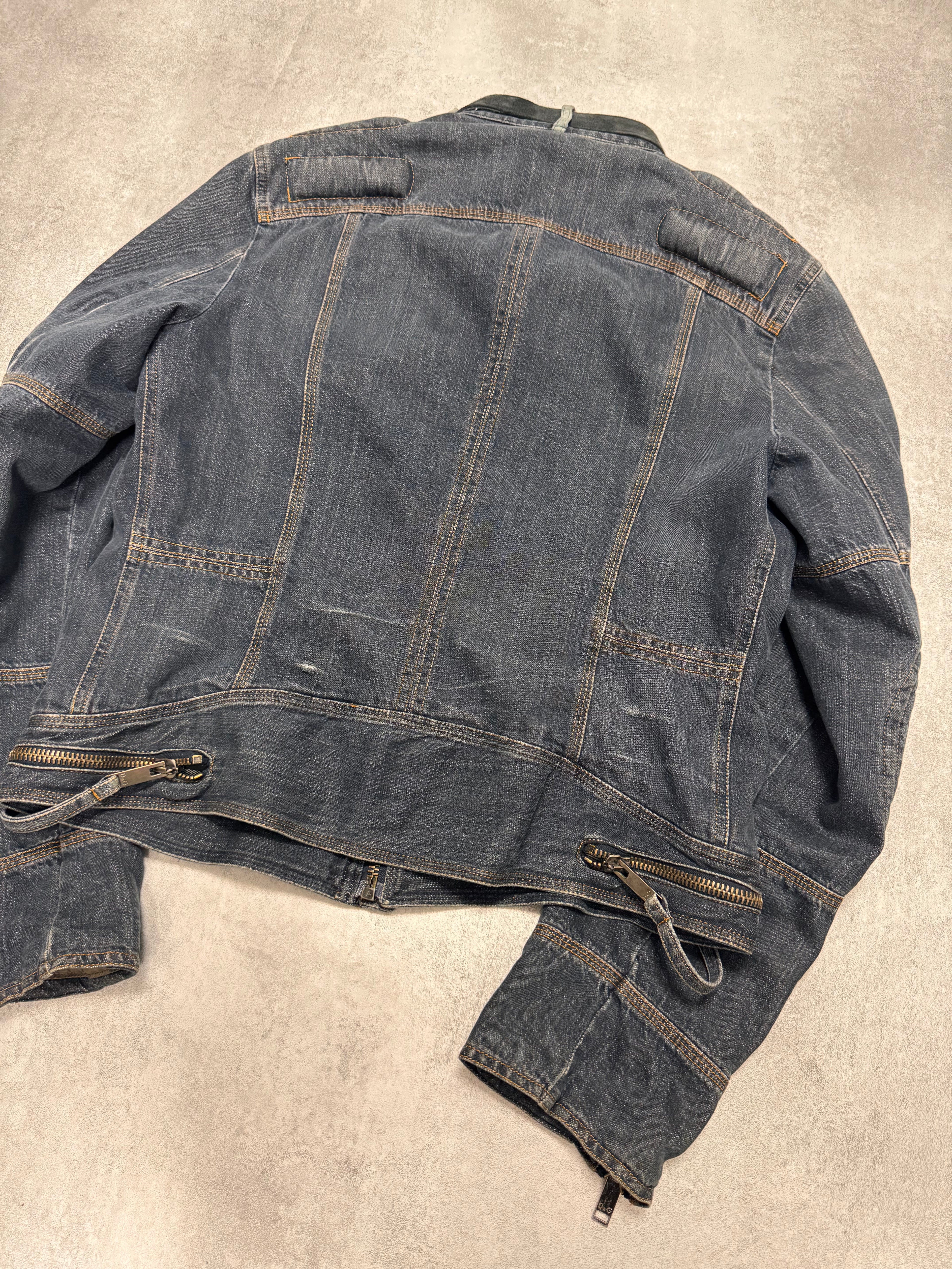AW2004 Dolce & Gabbana Astro Biker Cafe Denim Jacket