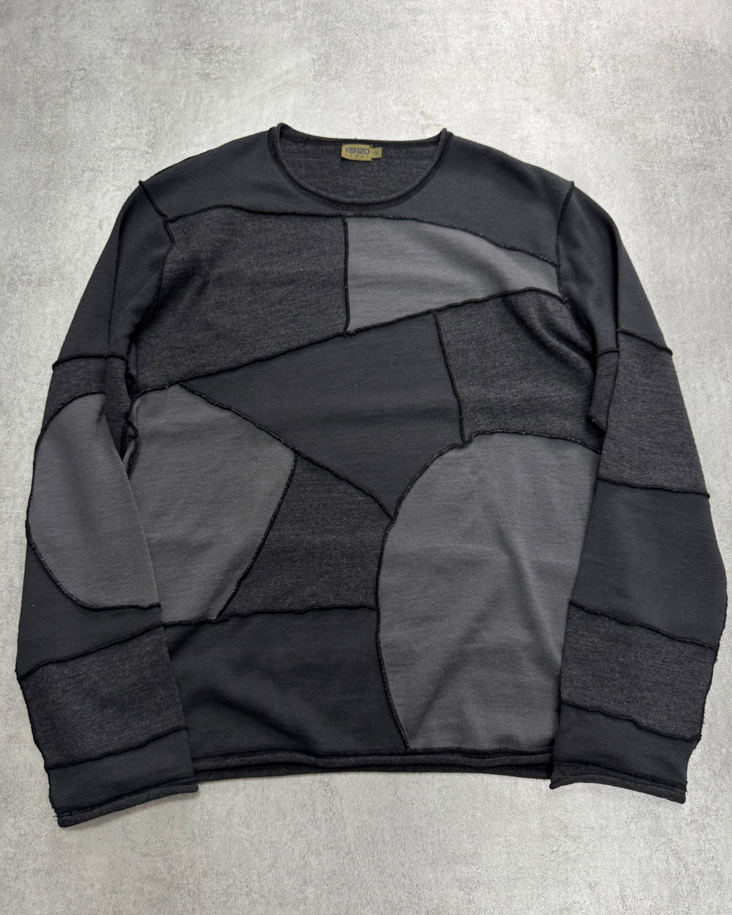 2000s Kenzo Patchworks Wool Grey Sweater