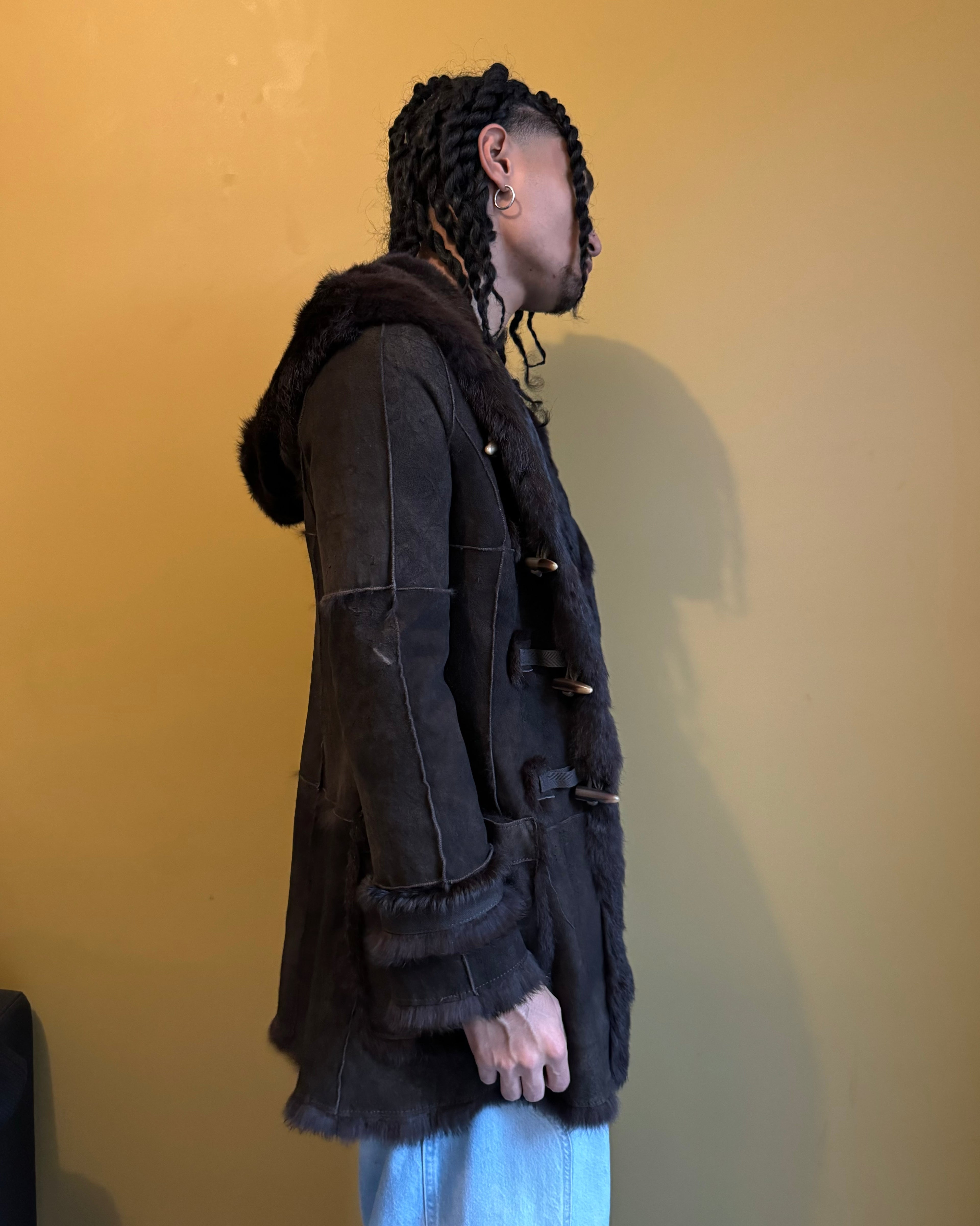 2000s Armani Reversible 2 in 1 Avant-Garde Brown Rustic Fur Jacket