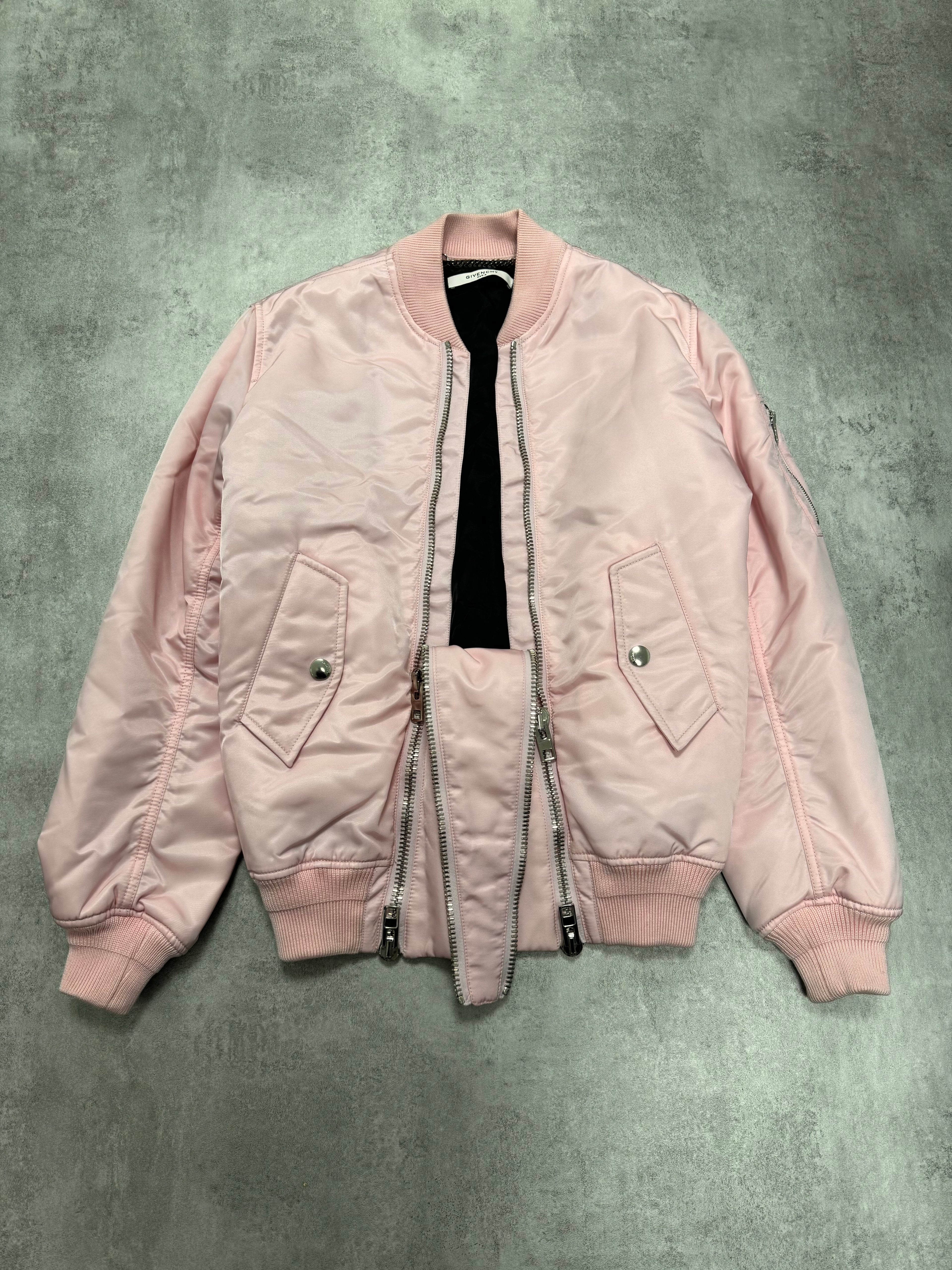 2016 AW ジバンシィ ピンク アシンメトリー ジップ ボンバー ジャケット (S)