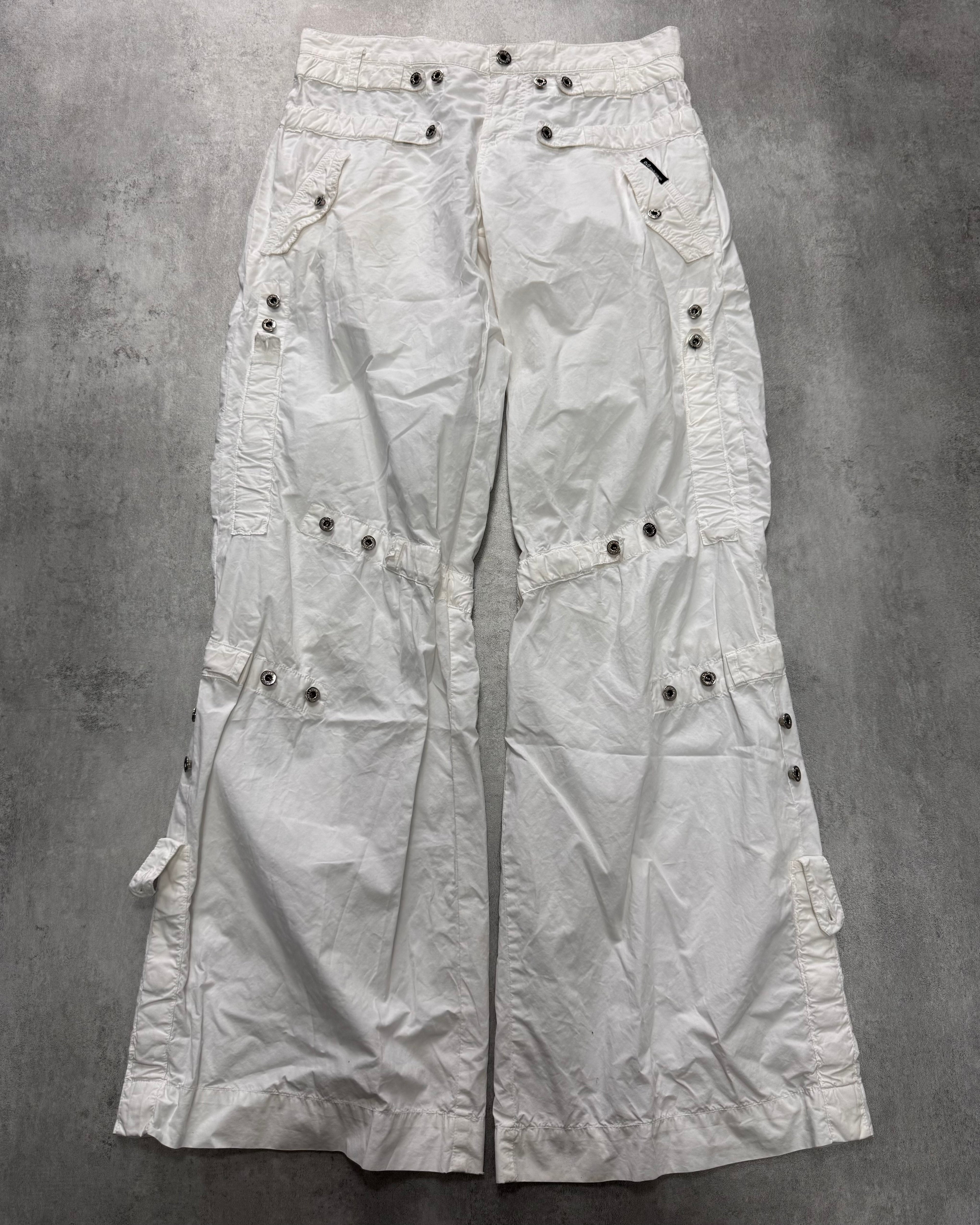 SS2004 Dolce & Gabbana Soft White Cargo Flared Pants